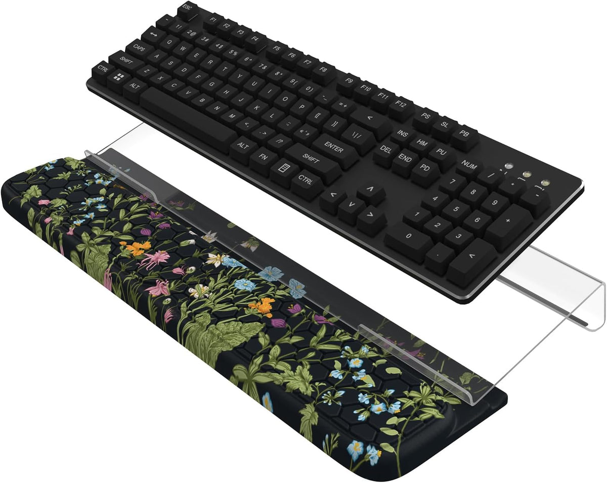 HAOCOO Acrylic Tilted Keyboard Riser, Wrist Rest for Computer 3-Level Height Adjustment, Hand Rest