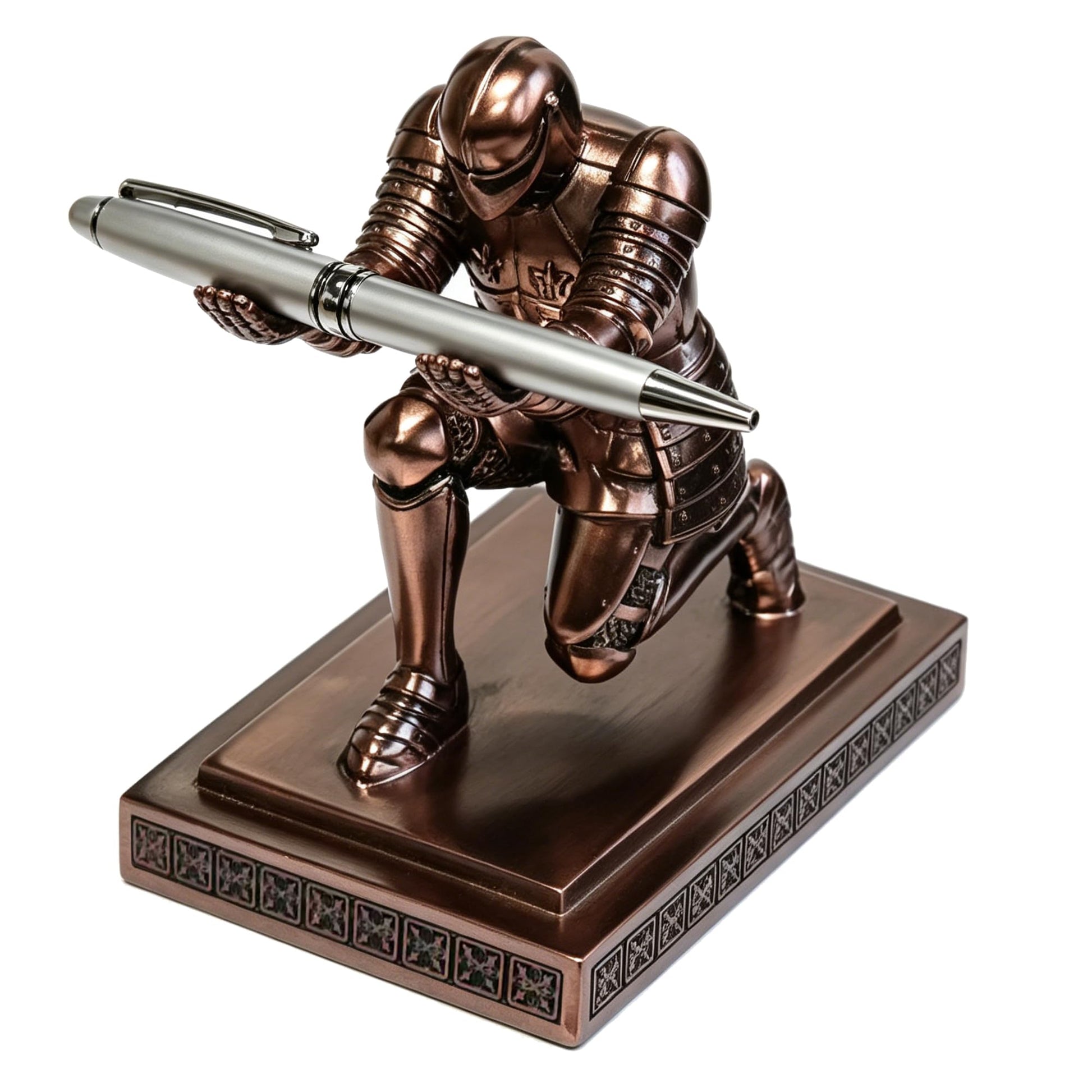 Soldier Executive Knight Pen Holder Personalized Desk Organizers Copper