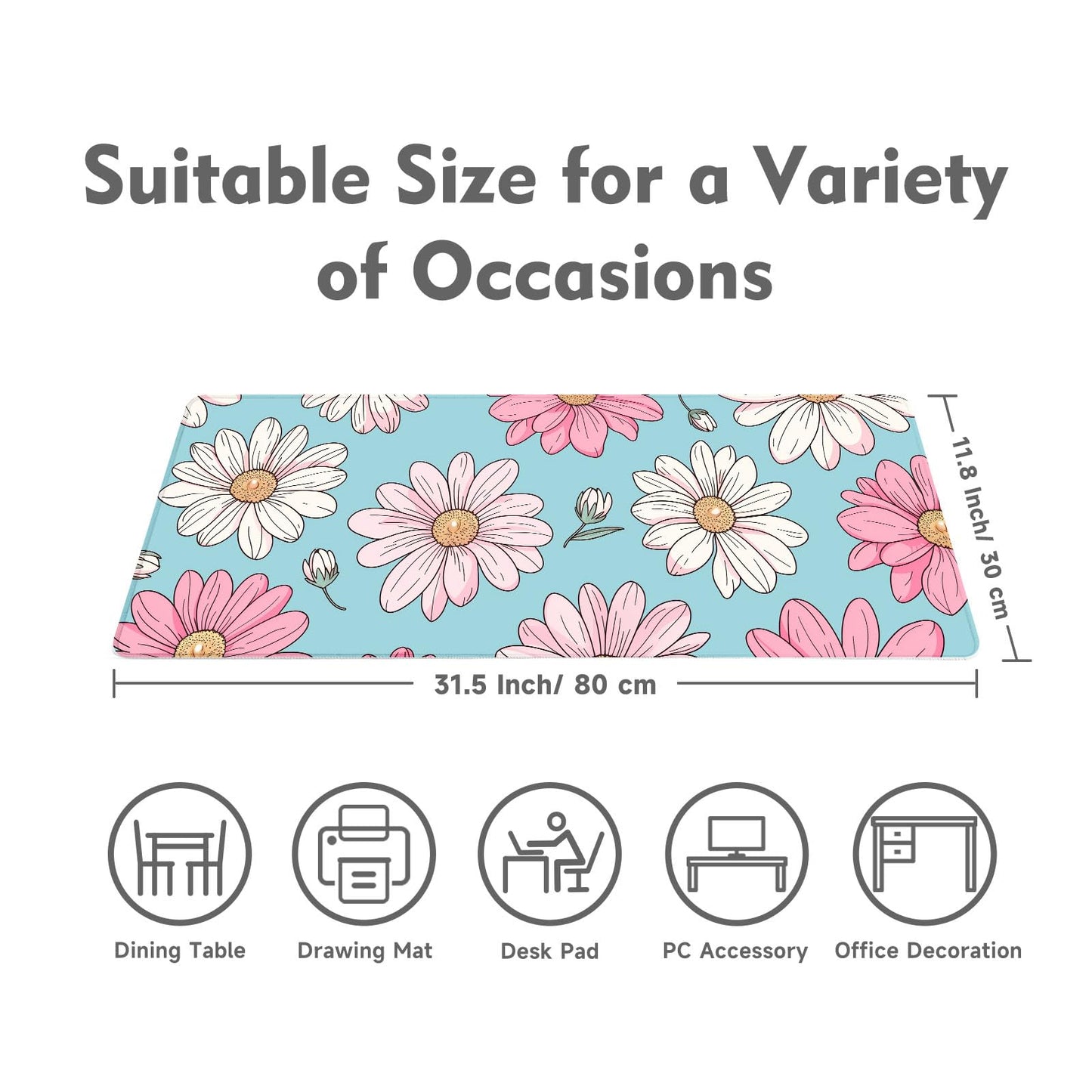 Desk Mat Mouse Pad Gaming Desk Pad XL Large Mouse Mat Office Decor Accessories (Pink E)