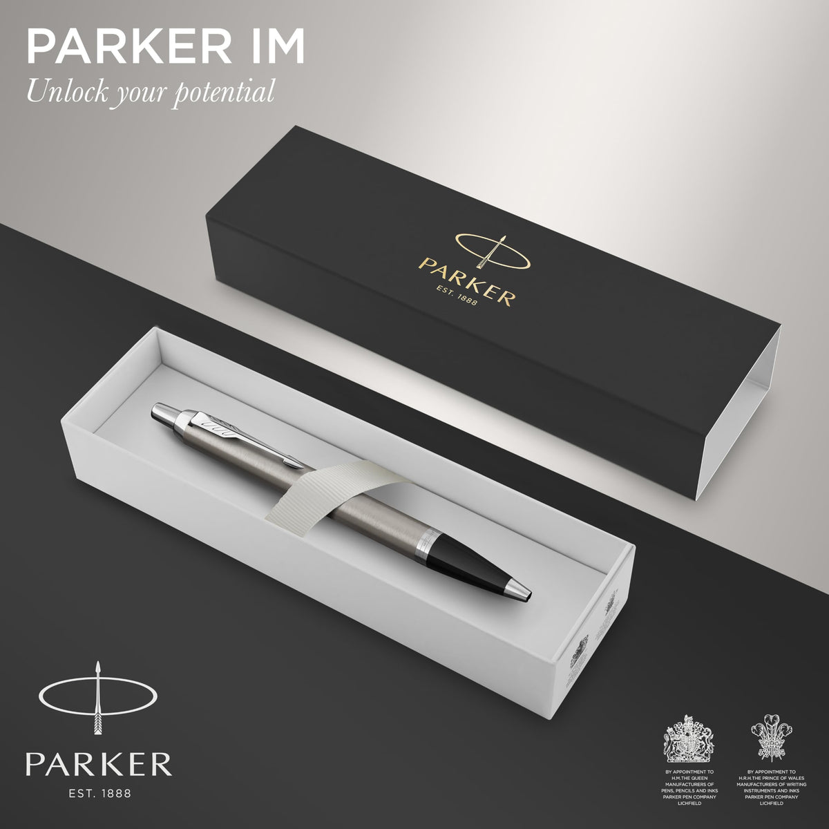 PARKER IM Ballpoint Pen | Stainless Steel with Chrome Trim | Medium Point with Blue Ink Refill |