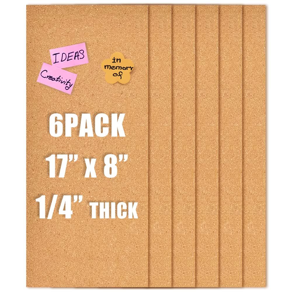 Aitakatta 17x8 Cork Board Tiles Bulletin Board, 1/4" Thick Self-Adhesive Cork Boards for Walls