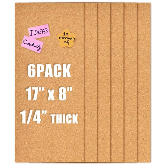 Aitakatta 17x8 Cork Board Tiles Bulletin Board, 1/4" Thick Self-Adhesive Cork Boards for Walls