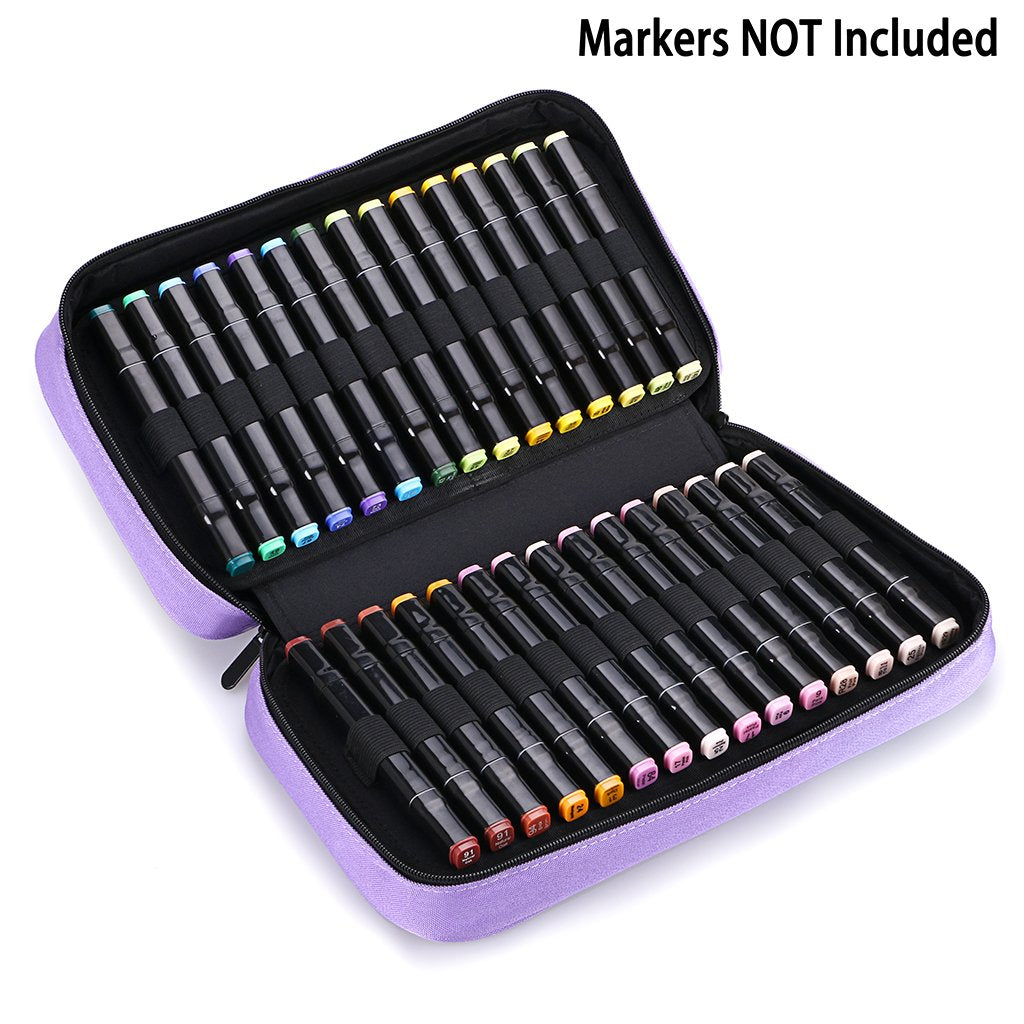 BTSKY Art Marker Carrying Case Lipstick Organizer-60 Slots Canvas Zippered