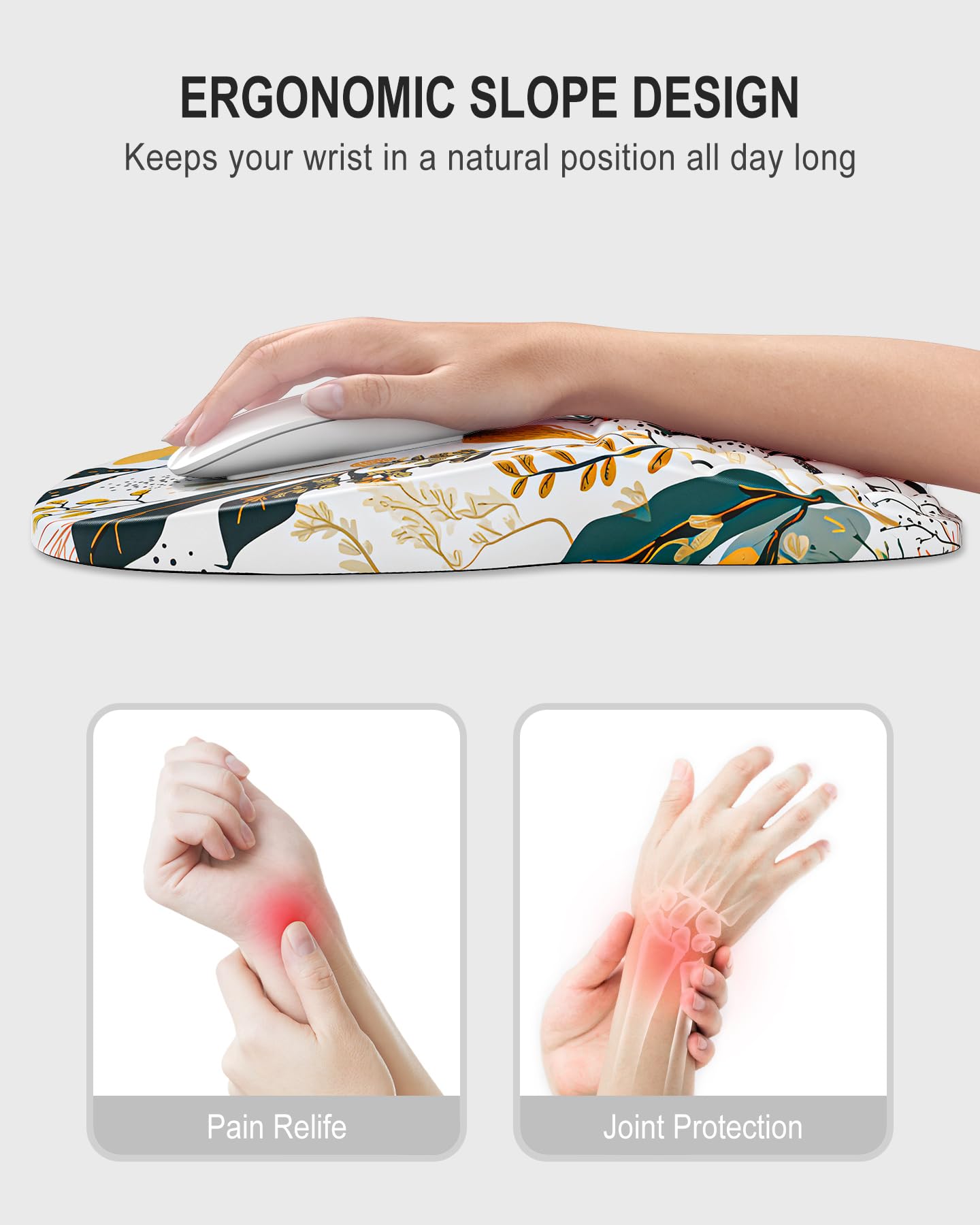 Auhoahsil Ergonomic Mouse Pad with Wrist Rest, Slope Computer Mouse Mat with Wrist Support, Memory