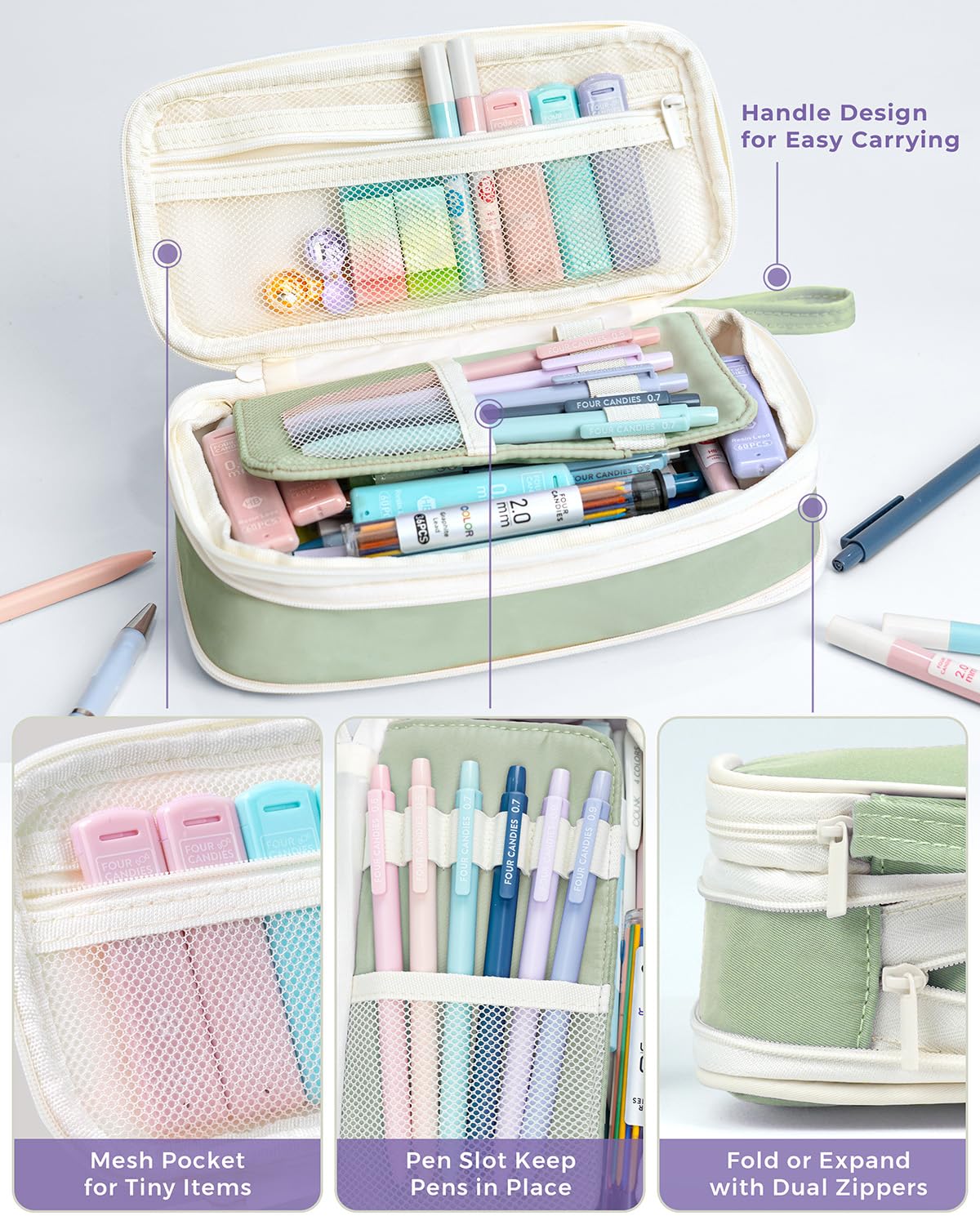Four Candies 36PCS Mechanical Pencil Set with 624 Lead Refills (Green)