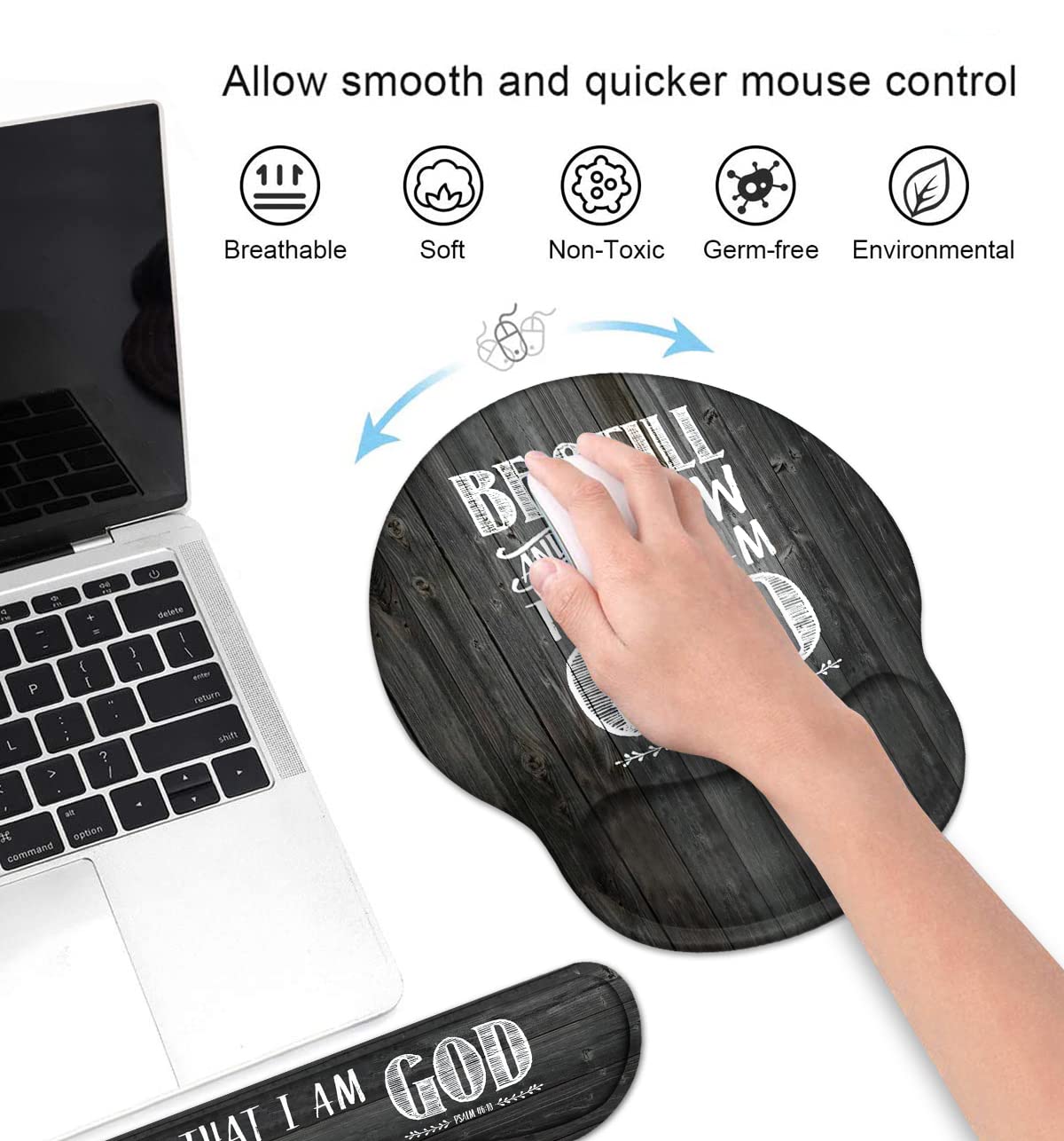 Keyboard Wrist Rest and Mouse Pad Wrist Support Set with Coasters, Ergonomic Gaming Mousepad