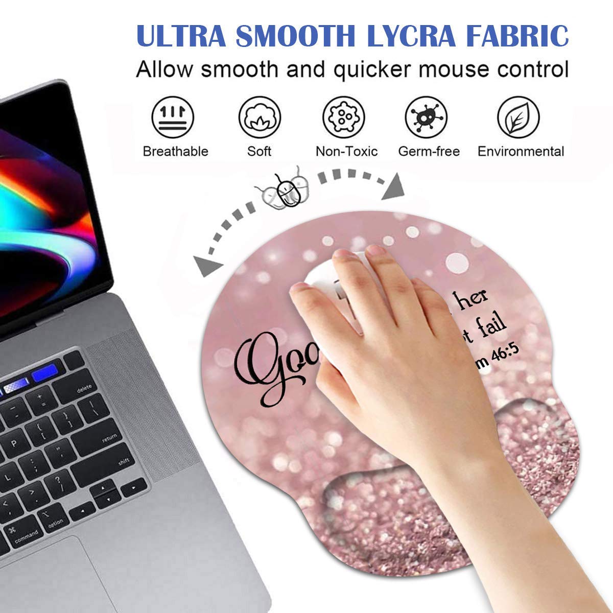 Ergonomic Mouse Pad Wrist Support and Coffee Coaster, Cute Wrist Rest Pad with Non-Slip PU Base for