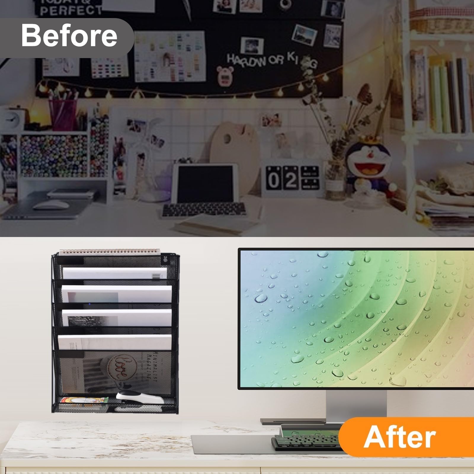 Kuntine.B 6-Tier Wall File Organizer Hanging File Organizer Cubicle Organizer Wall File Holder for