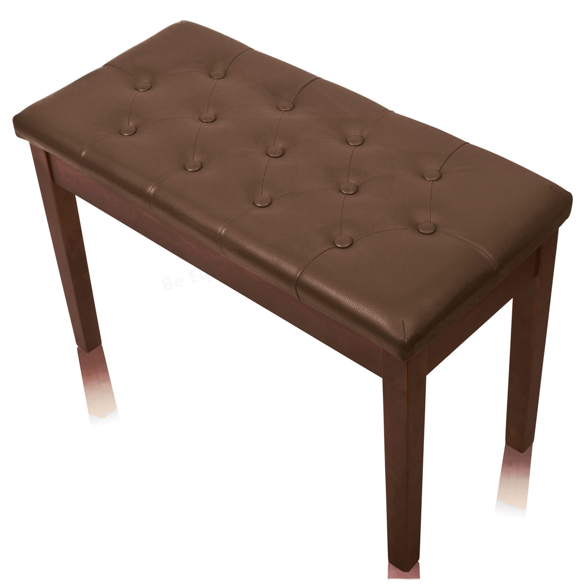 Griffin Brown Wood Piano Bench (ErgonomicPRO-X Series) – PU Leather Duet Seat with Storage, Double