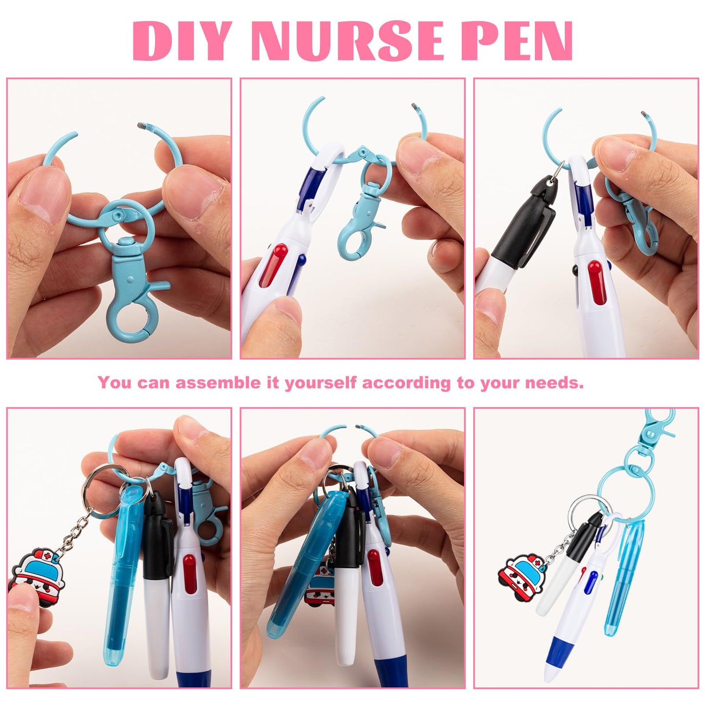 KFPPLXQ 60 Pieces Mini Highlighter Nurse Pens for Badge Reel