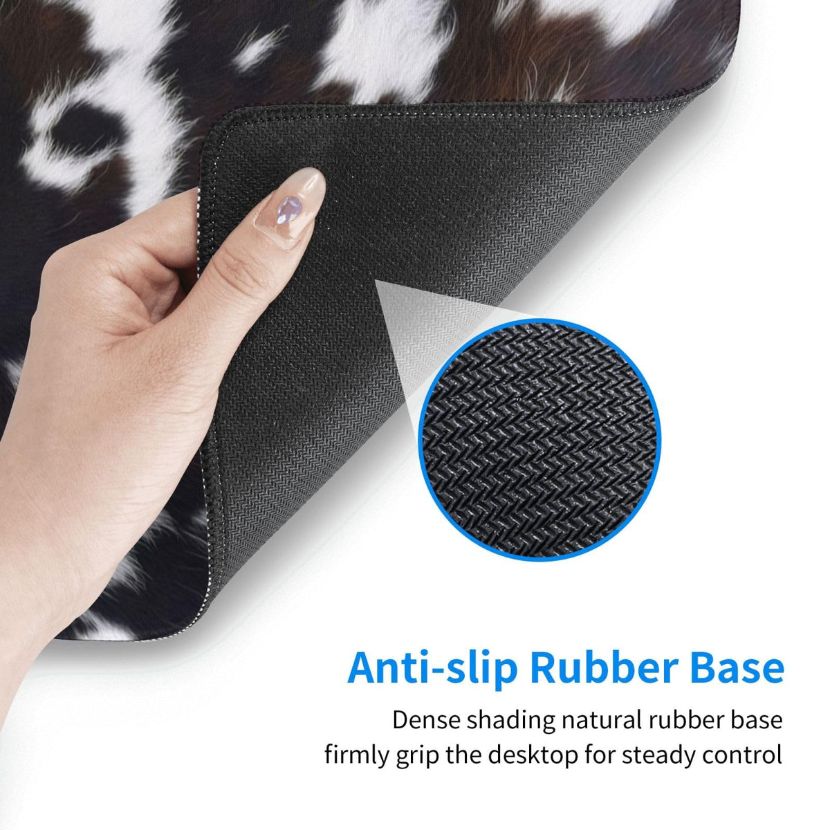 PPZCXWP Cowhide Print Mouse Pad 31.5x11.8 Large Faux Fur Desk Mat