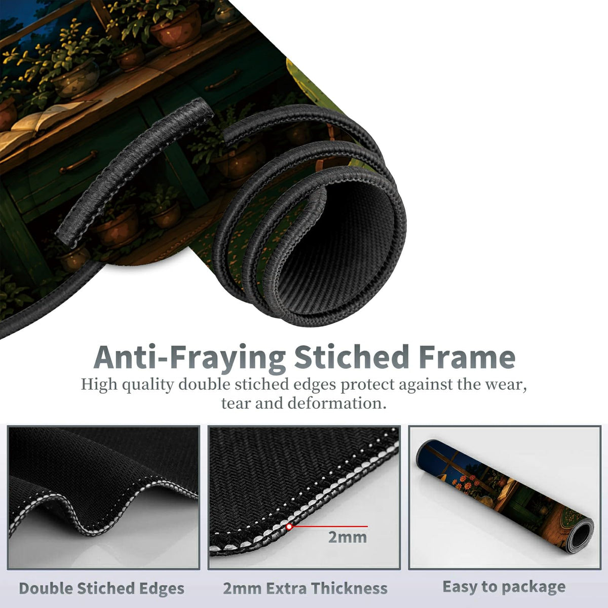 Moonlit Garden Frog Large Mouse Pad, 31.5 x 11.8 in Extended Desk Mat