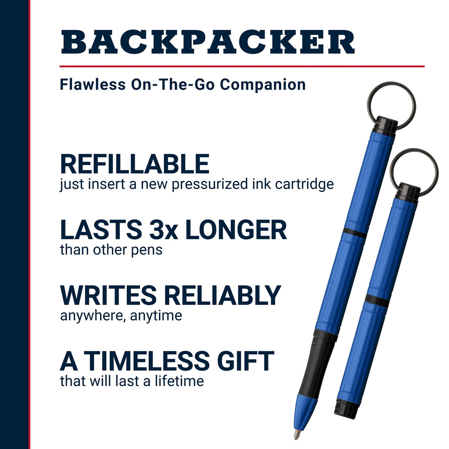 Fisher Space Pen Blue Backpacker Pressurized Ballpoint Pen, Gift Box