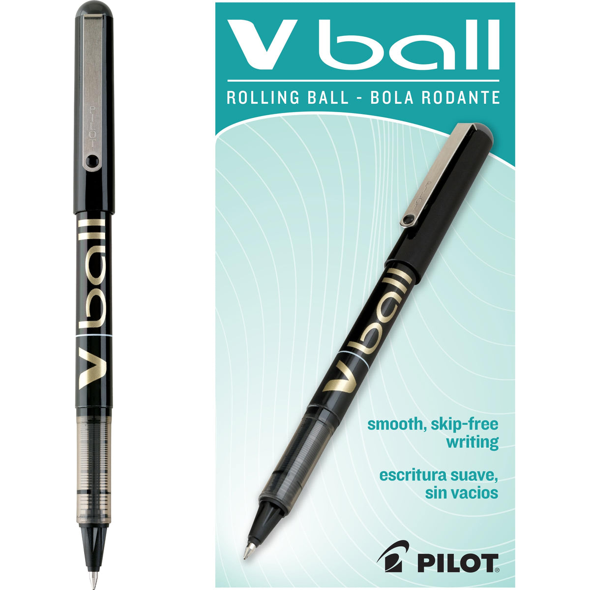Pilot Vball Liquid Ink Rolling Ball Stick Pens, Black Ink, 12-Pack