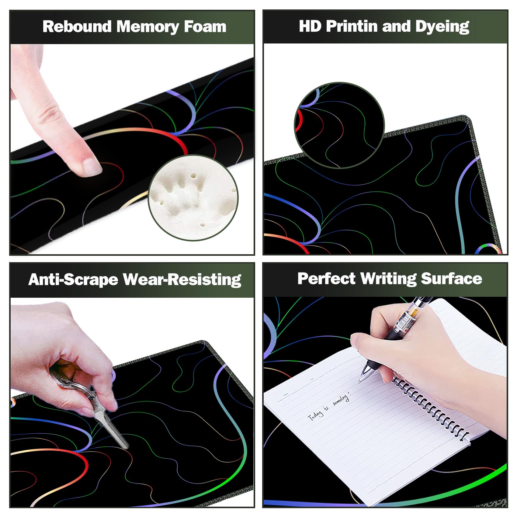 ARTSO Gaming Mouse Pad Wrist Support Set, XXL Large Desk Mat Mousepad + Keyboard Wrist Support+