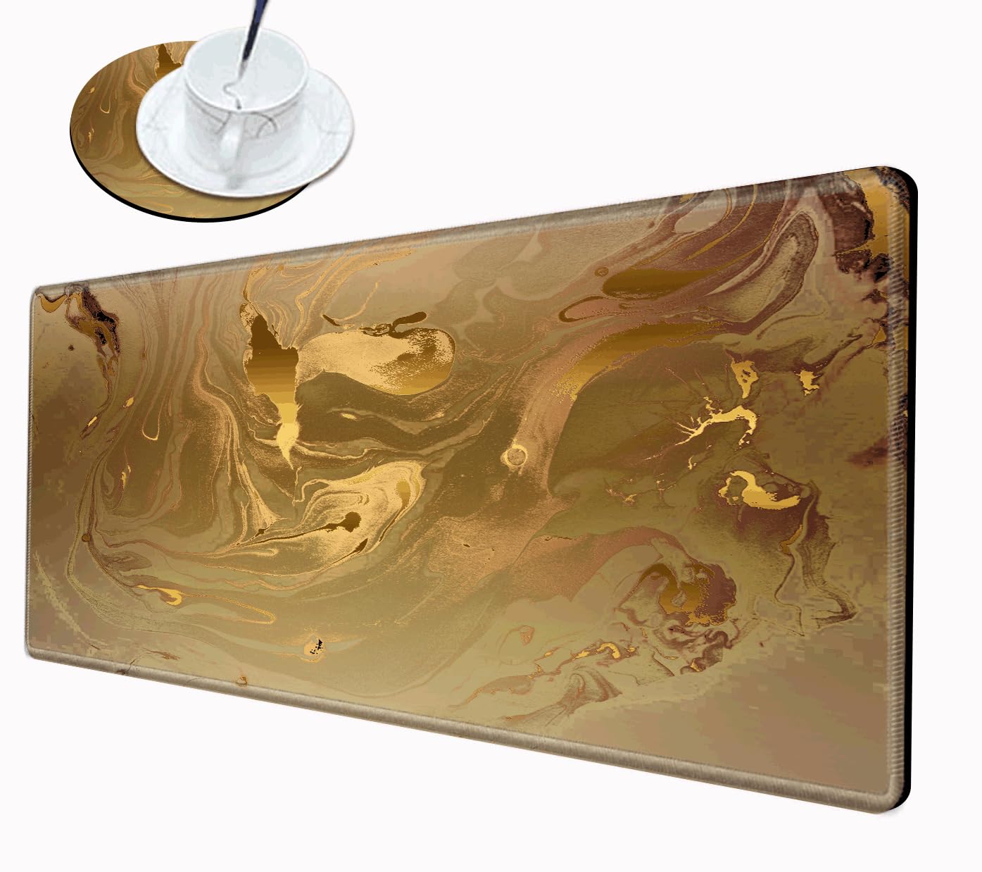 Gaming Mouse Pad Gold Marble Mousepad 24x12 Inch Desk Mat XL Long Desk Pad Non-Slip Rubber Base