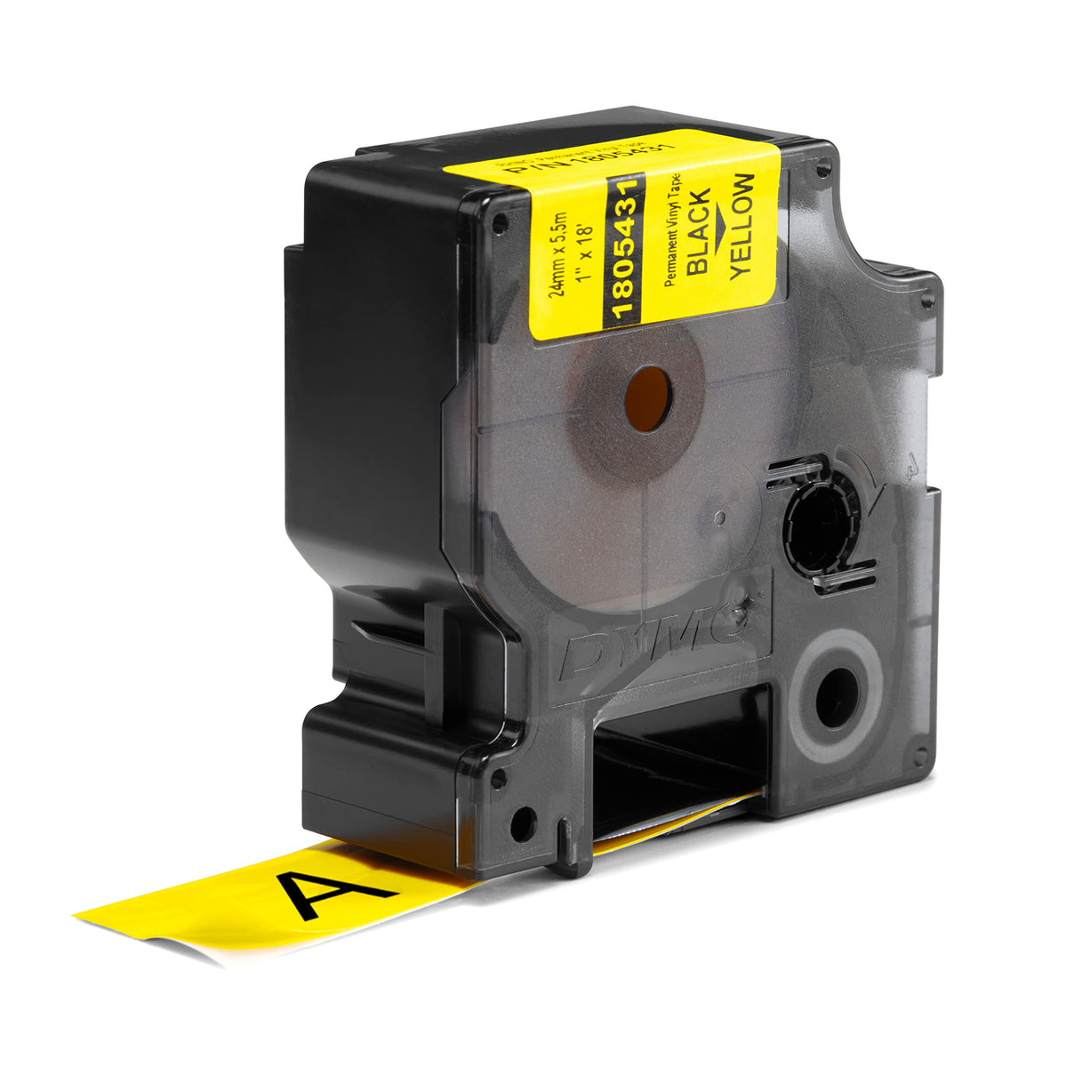 DYMO Rhino Industrial Vinyl Labels, 24 mm x 5.5 m, Black Print on Yellow, Self-Adhesive, for DYMO