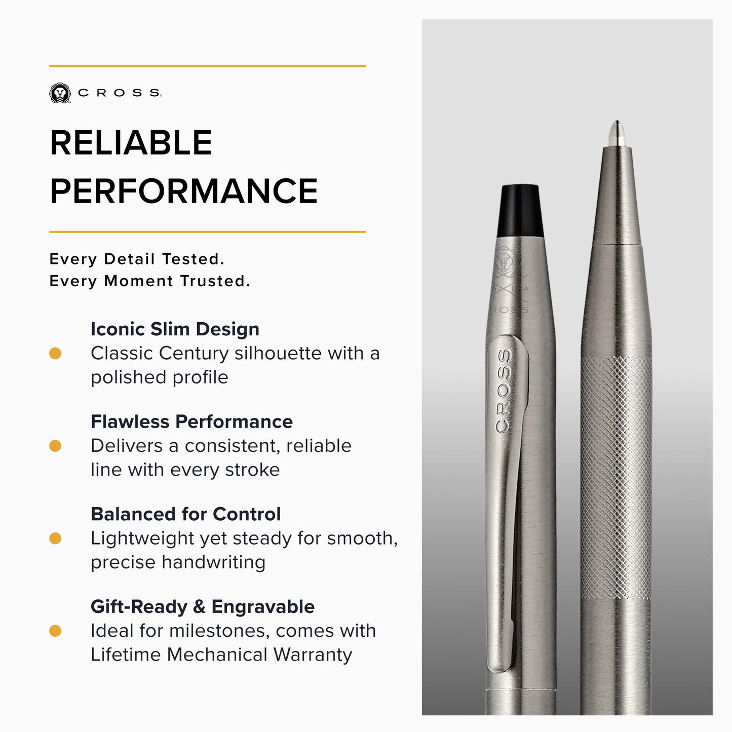 Cross Classic Century Titanium Gray Micro-knurl Ballpoint Pen, Black Ink