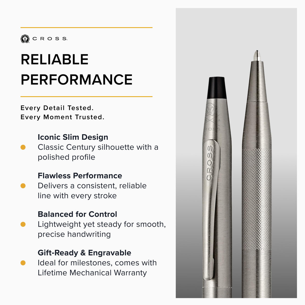 Cross Classic Century Titanium Gray Micro-knurl Ballpoint Pen, Black Ink