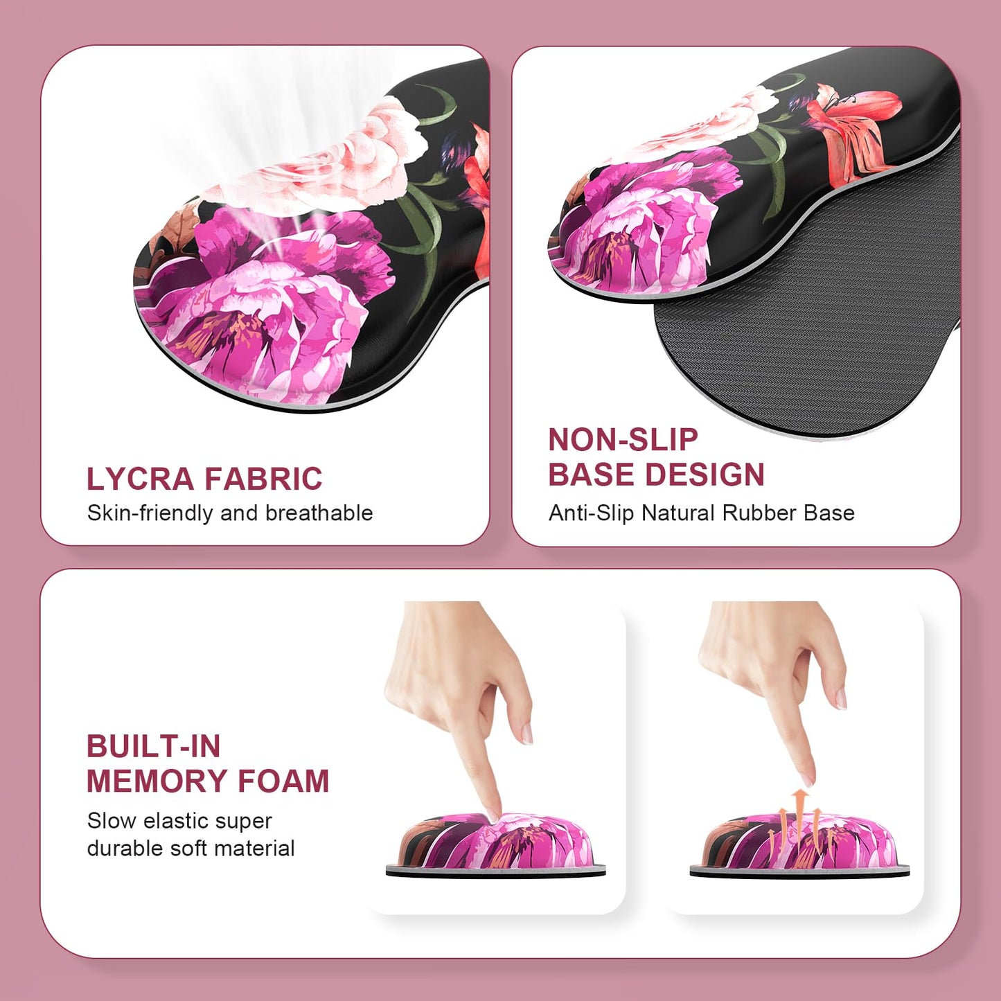 iLeadon Mouse Pad Set, Peony Flower Desk Mat for Keyboard and Mouse