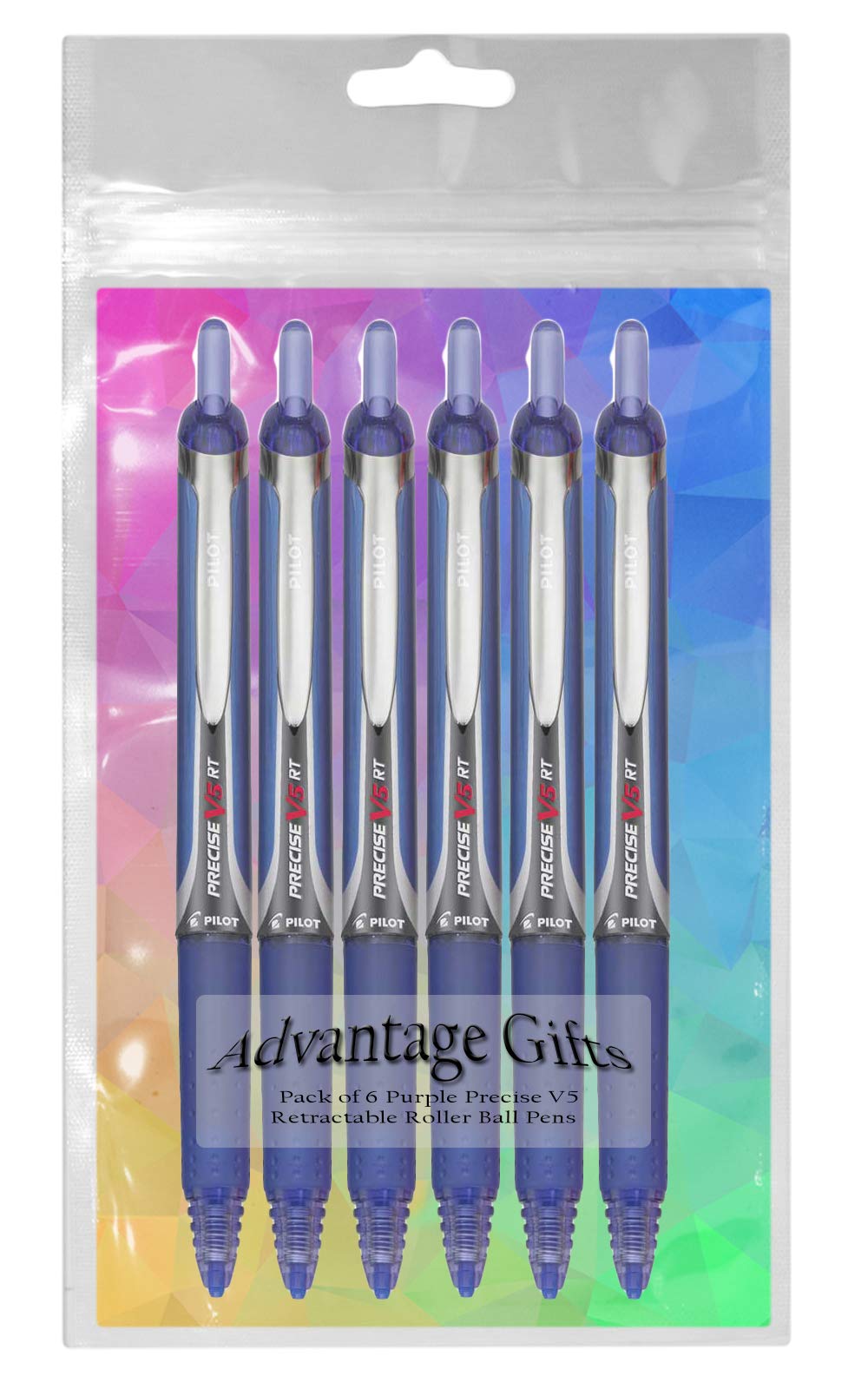 Precise V5 RT Retractable Rollerball Pens, 0.5mm Extra Fine, Blue, 6-Pack