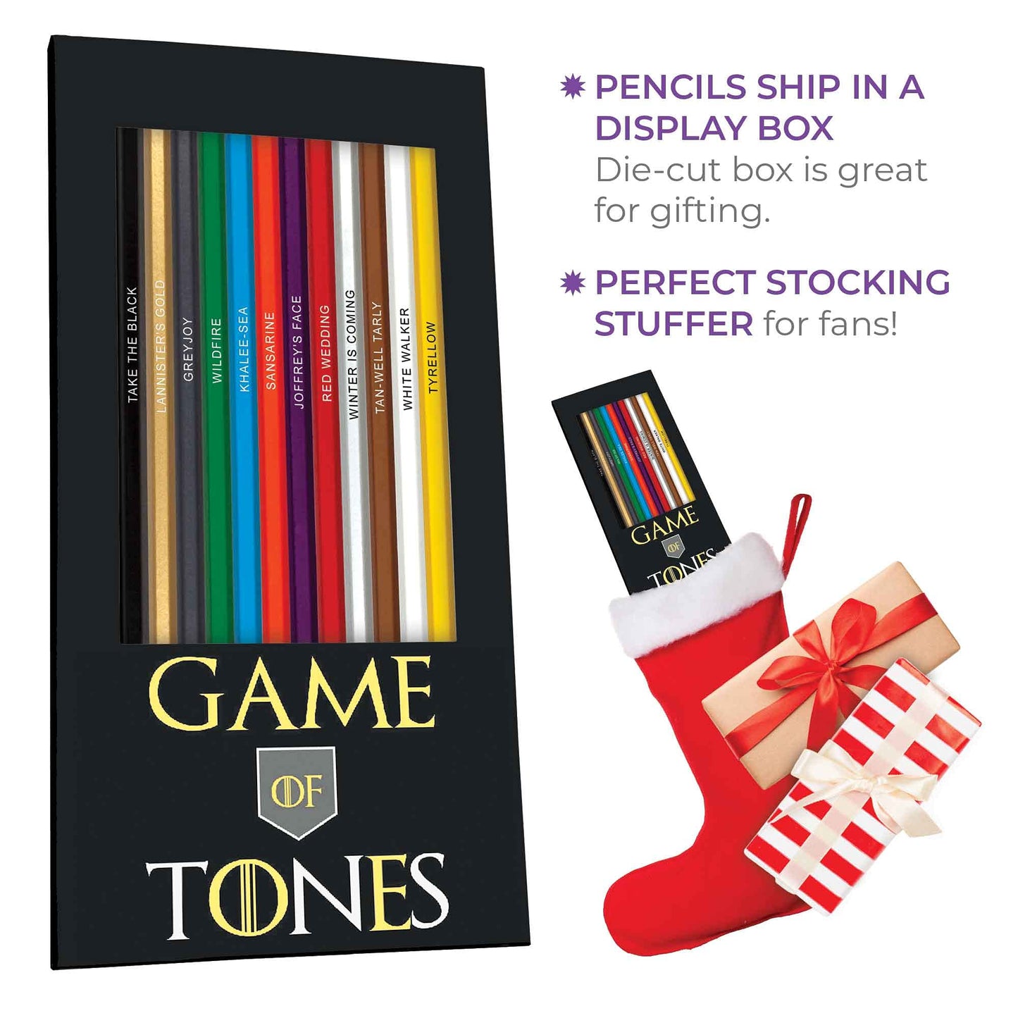 Game of Tones Colored Pencil Set for Fans of Game of Thrones | Set of 12 Parody Pencils | Each