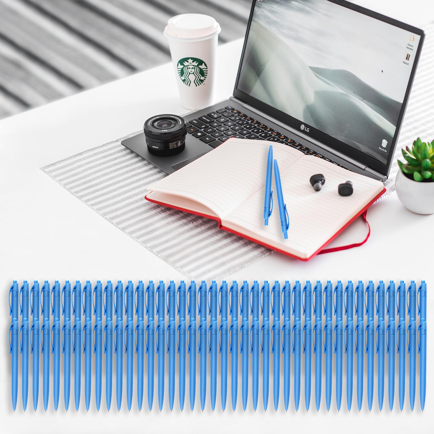 Aozora Blue Click Pens, 80 Pack, Retractable Ballpoint Pens, Medium Point, Smooth Ink, Perfect for