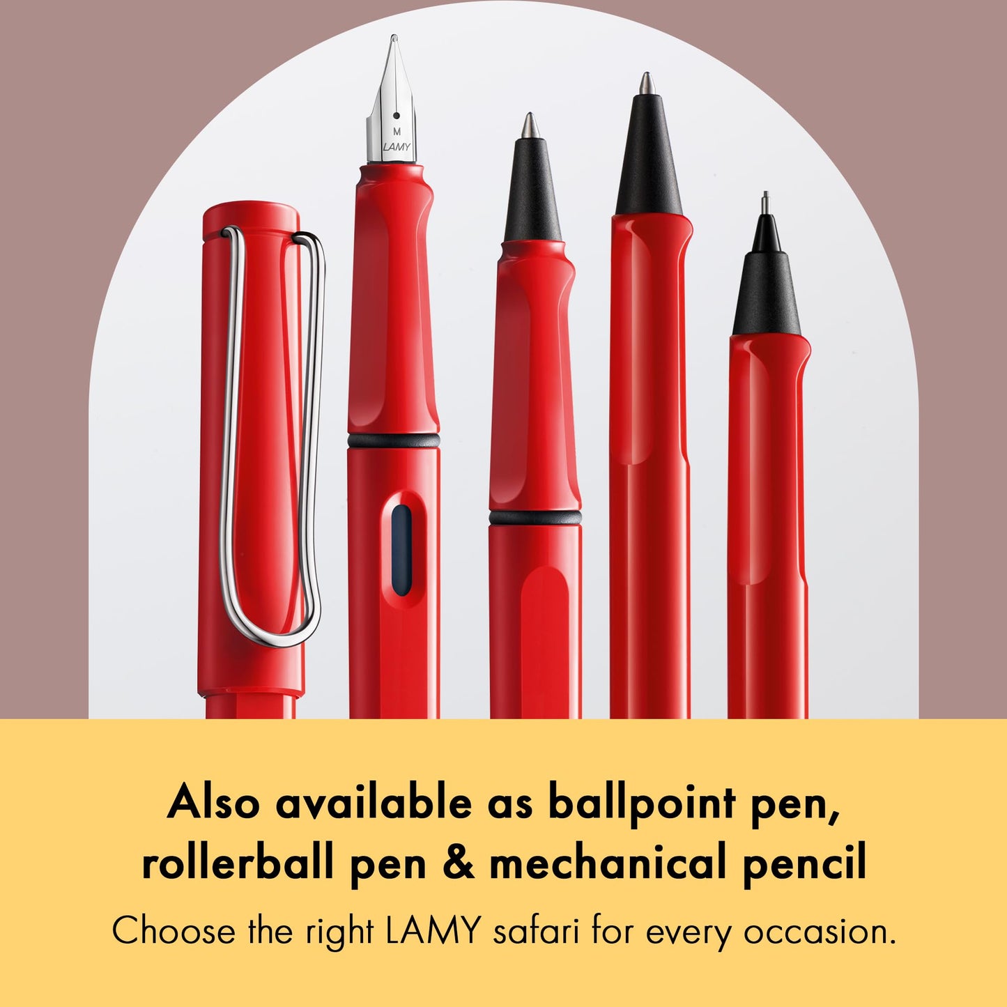 LAMY safari red - Fountain Pen with ergonomic grip & polished steel nib in size M - ideal for any