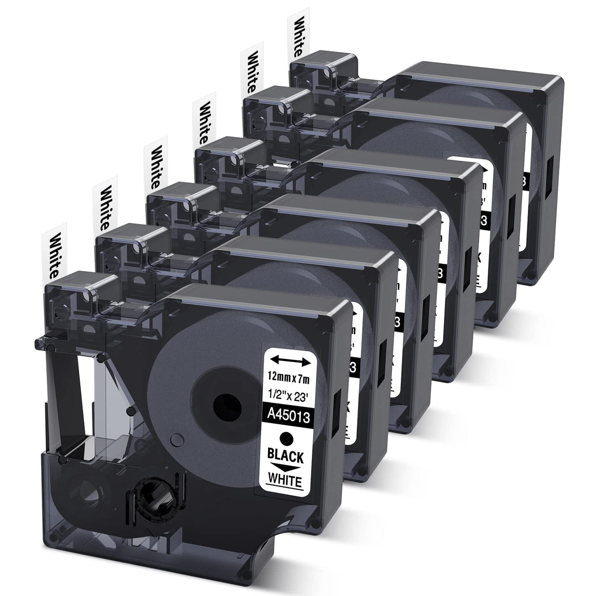 6-Pack Compatible with Dymo D1 Label Tape 45013 a45013 1/2 Inch x 23 Ft