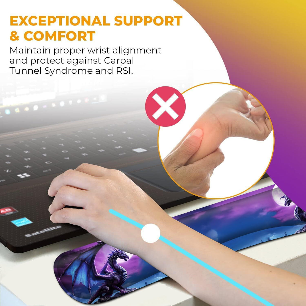 Mouse Pad with Wrist Support, Office Easy Typing, Games, to Relieve Fatigue, Non-Slip and Durable