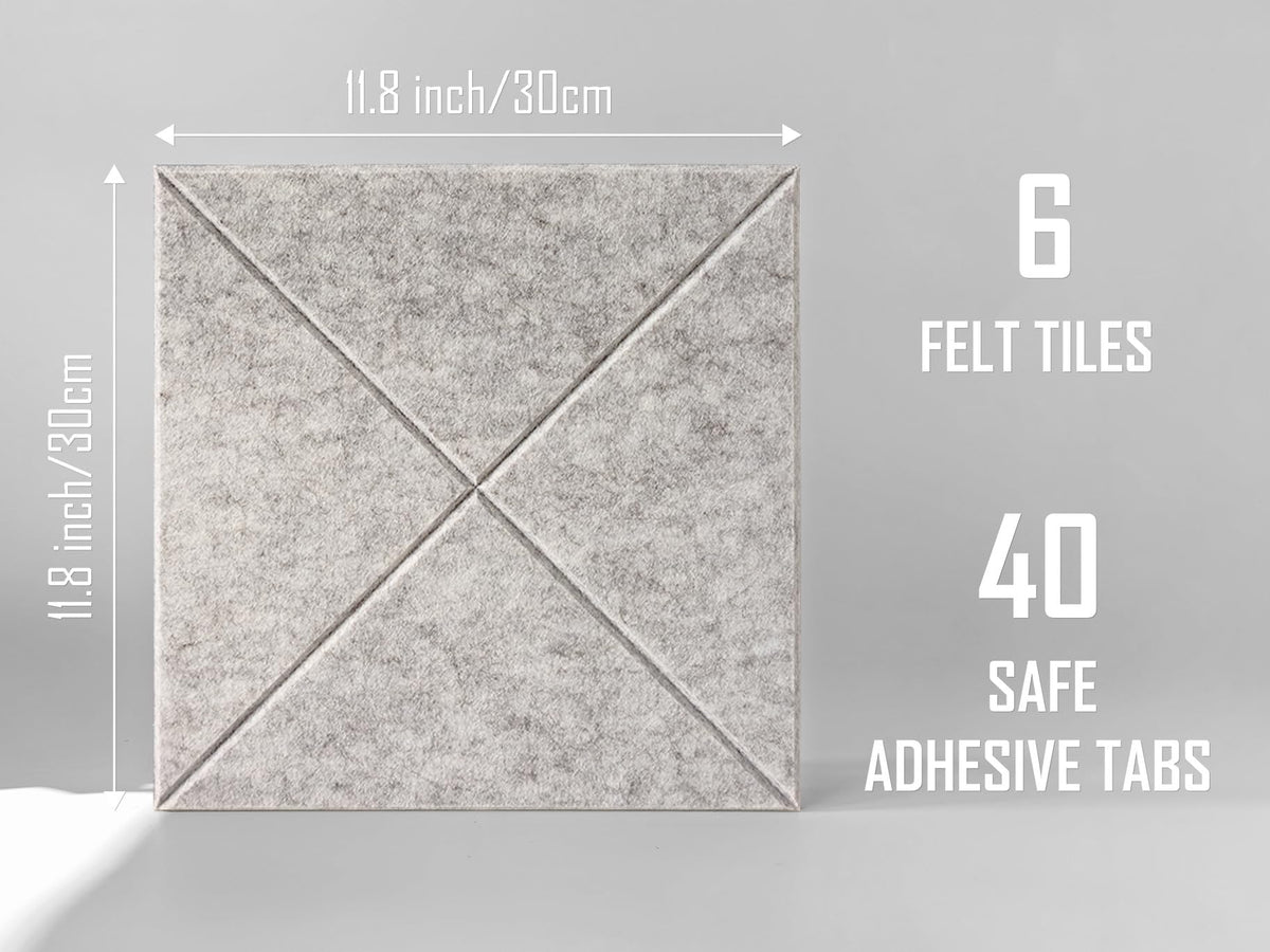 DECORITA Cork Board 24 x36 Alternative - 6 Pack Felt Wall Tiles with Safe Removable Adhesive Tabs