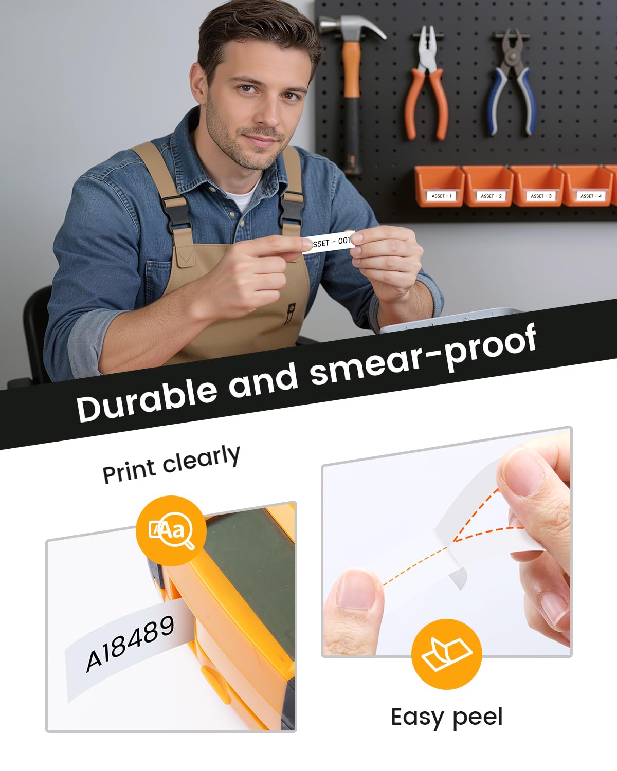 Oozmas Compatible with Dymo 18489 Rhino 3/4" White Flexible Nylon Tape