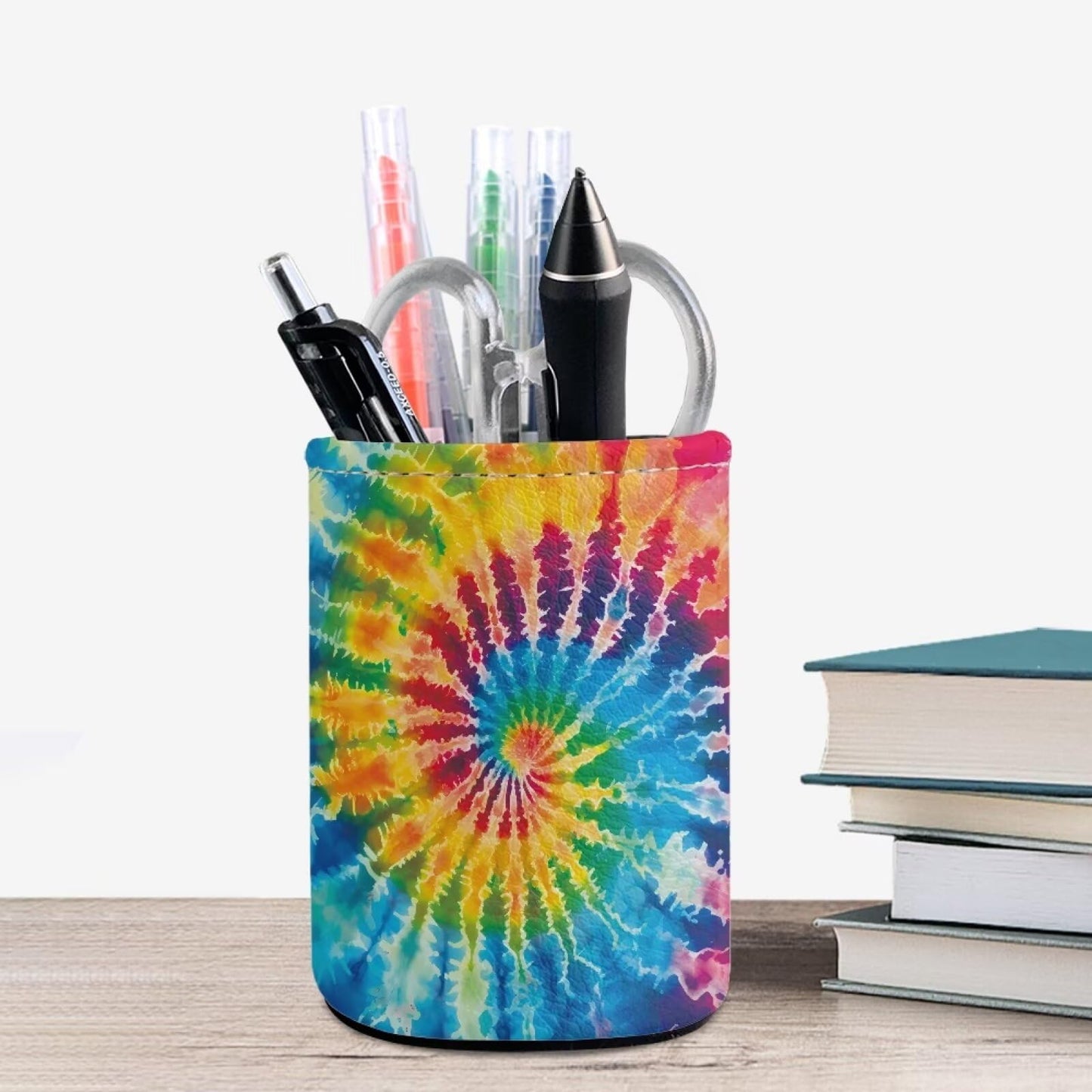 BIGCARJOB Rainbow Tie Dye Pencil Holder Pen Organizer Kids Adult Office Pencil Cup Tie Dye Print