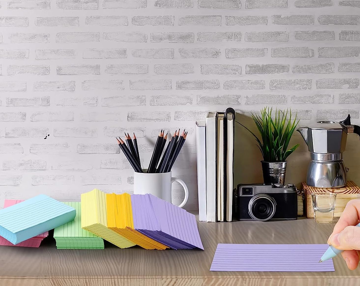 TFLFL Index Paper Cards 3x5 Inch, 1200PCS Flash Cards, Thin Note Cards Paper 8 Colors Ruled Index