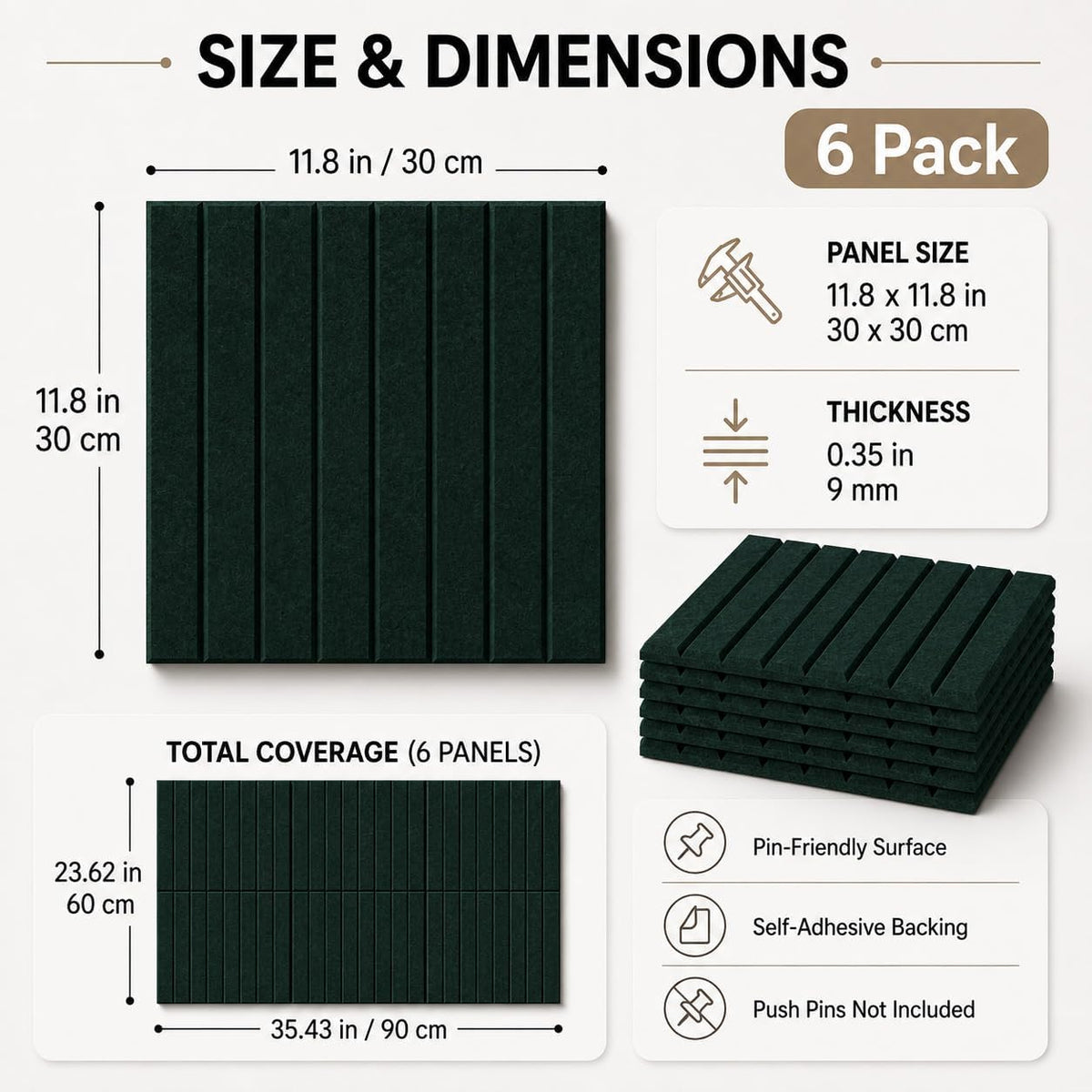 Baysola Stripe Felt Bulletin Board Tiles, Cork Board Alternative 24 x 36 in