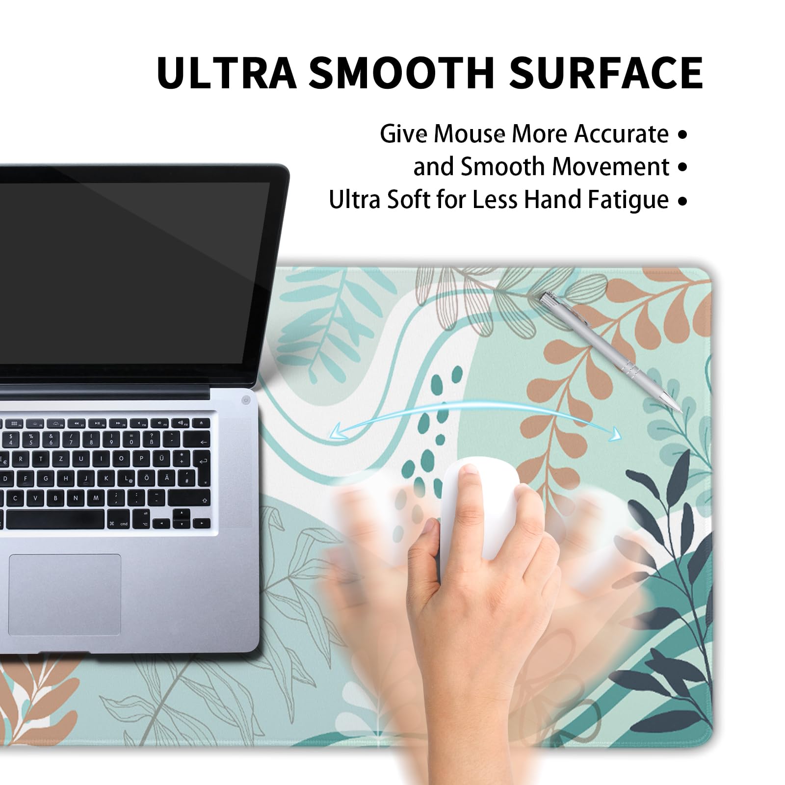 Boho Abstract Art Large Mouse Pad 35.4"X15.7" Modern Boho Leaves XXL Extended Mouse Pad Desk Mat