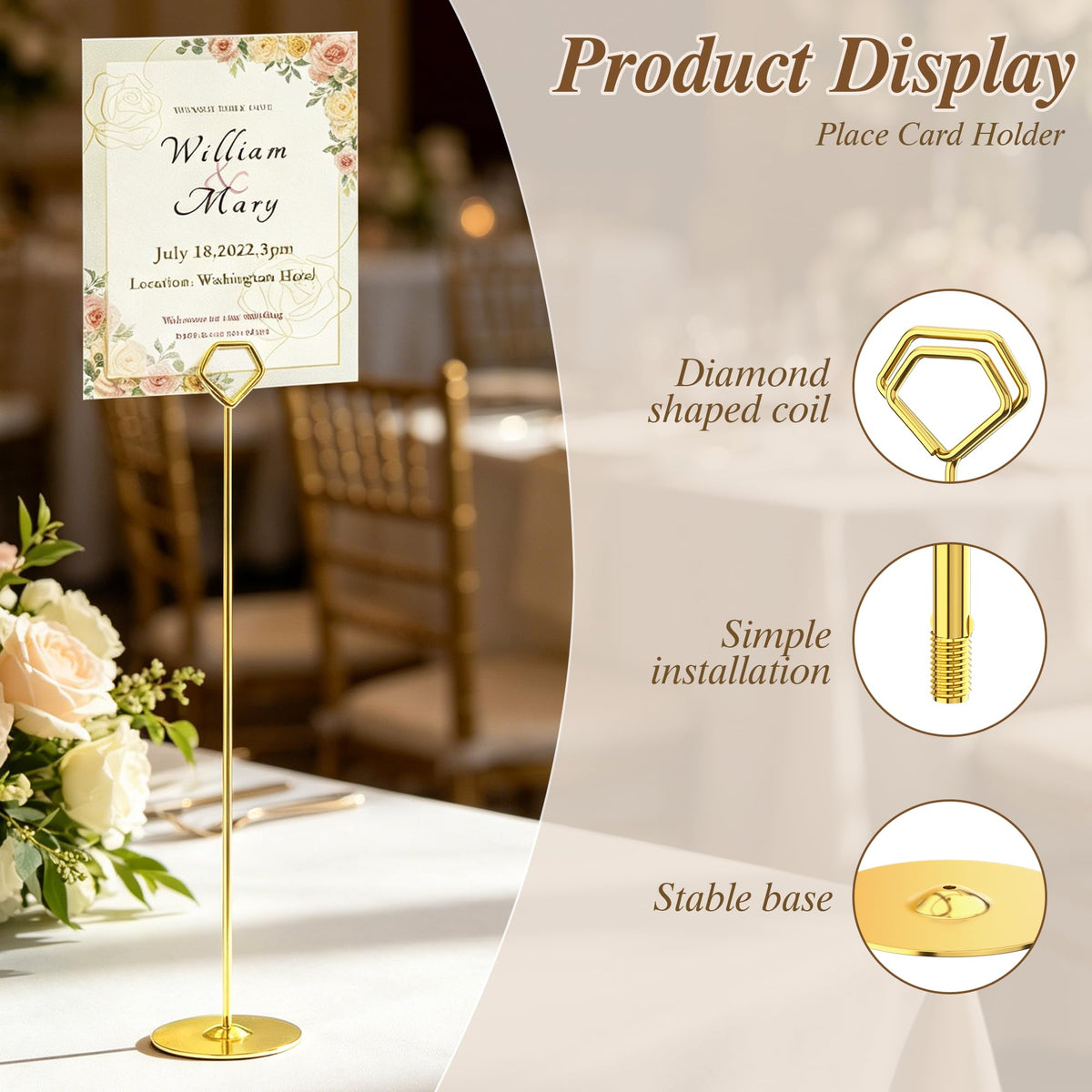 Urban Deco 16PK Table Number Holders 12 Inches Place Card Holder Metal Table Card Holders Picture