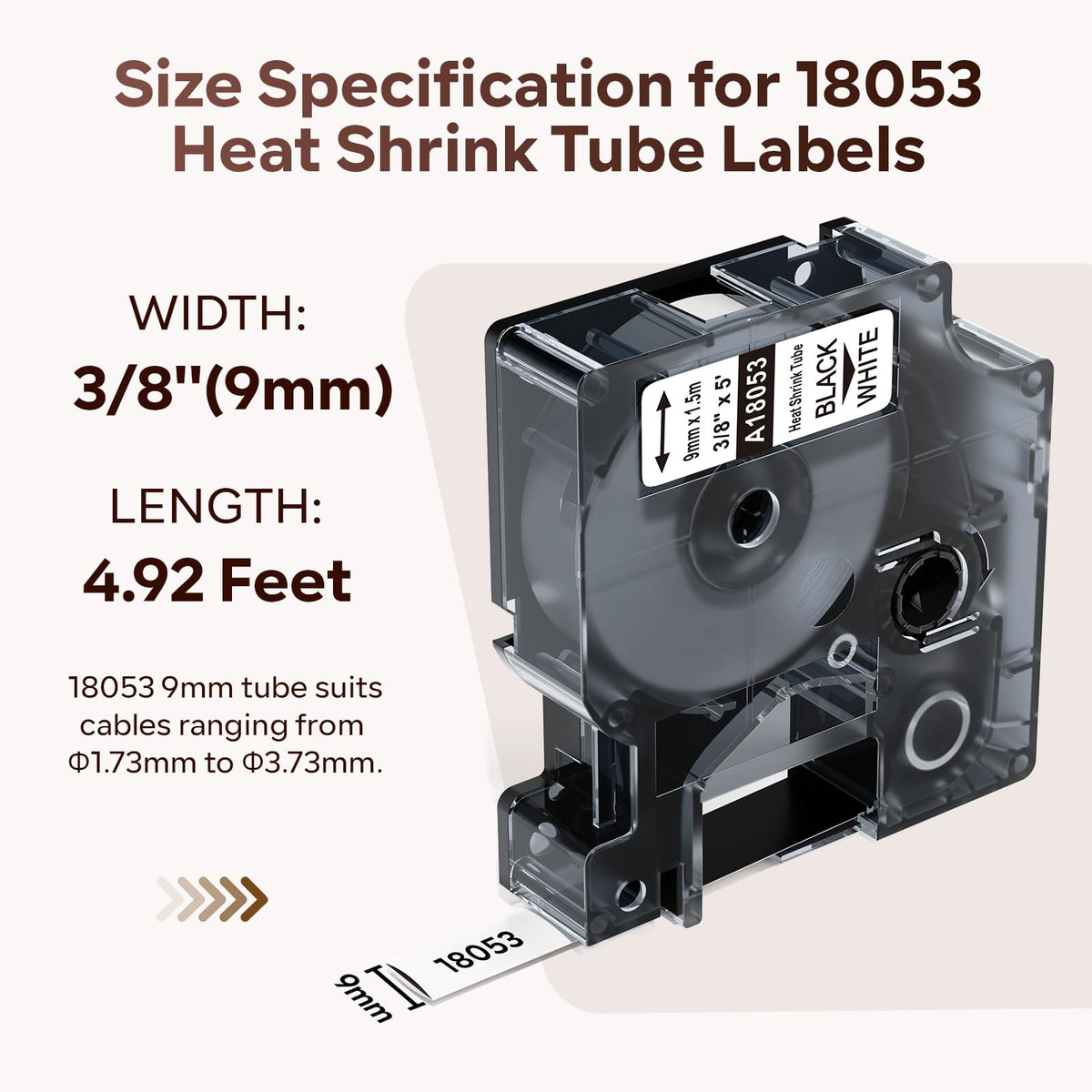18053 Heat Shrink Tube Labels Replacement for DYMO Rhino A18053