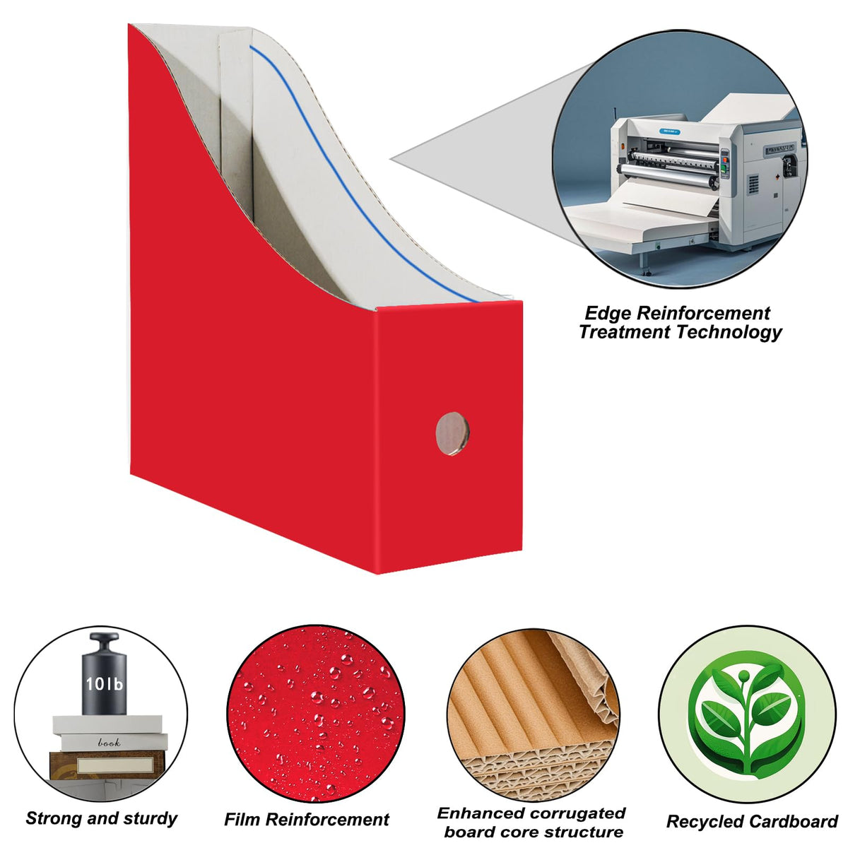 Limitliho 24 Pack Red Cardboard Magazine File Holder for Desk or Shelves