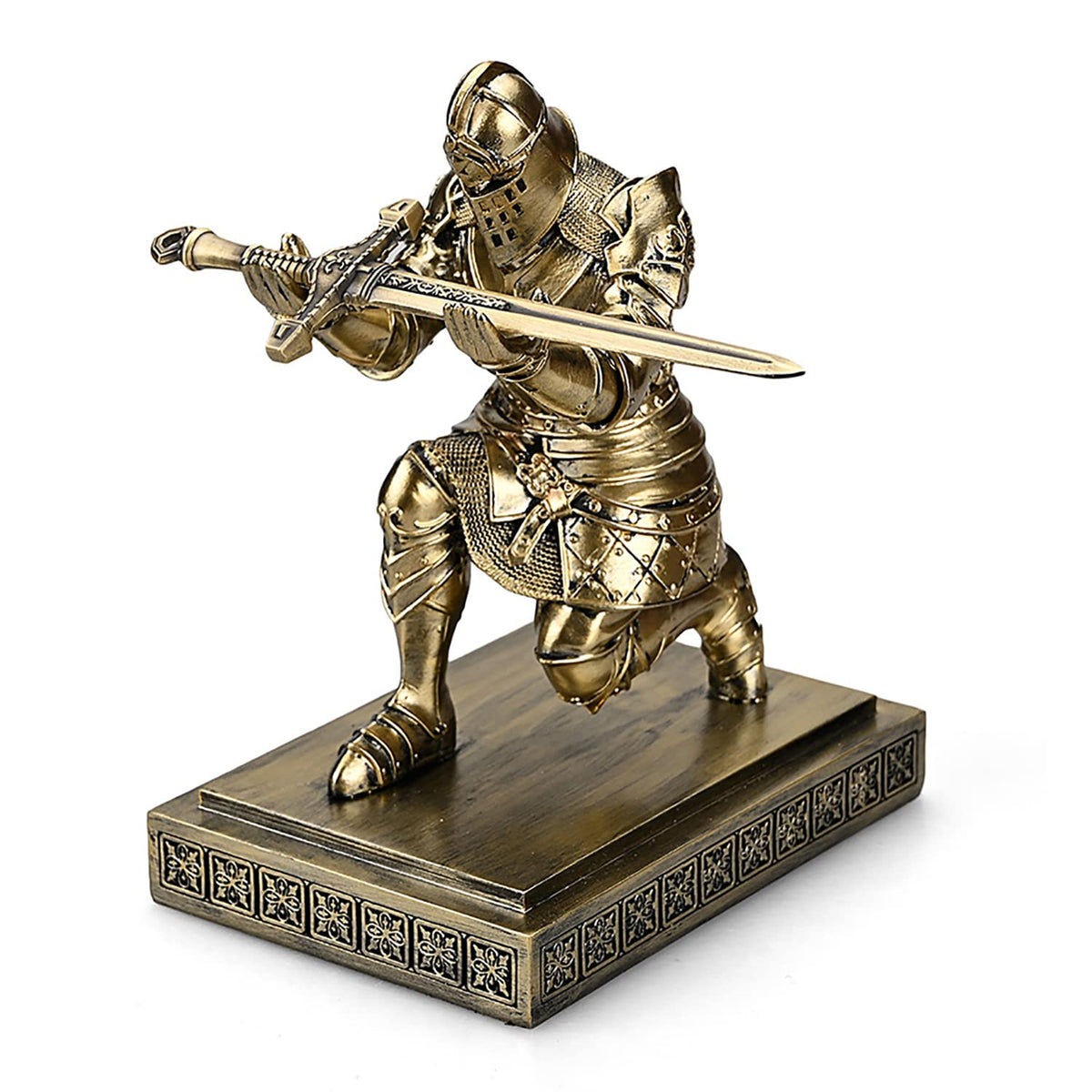 King's Guard Knight Pen Holder with a Letter Opener Desk Organizers Bronze