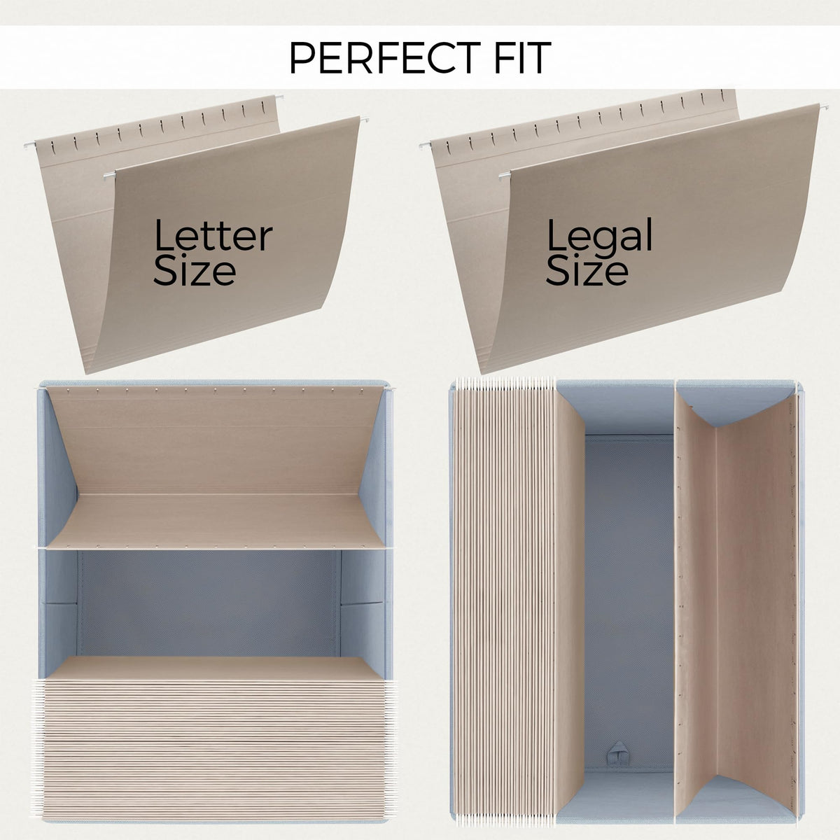 Decorative File Organizer Box Set of 2 - Collapsible Linen Filing Cabinets