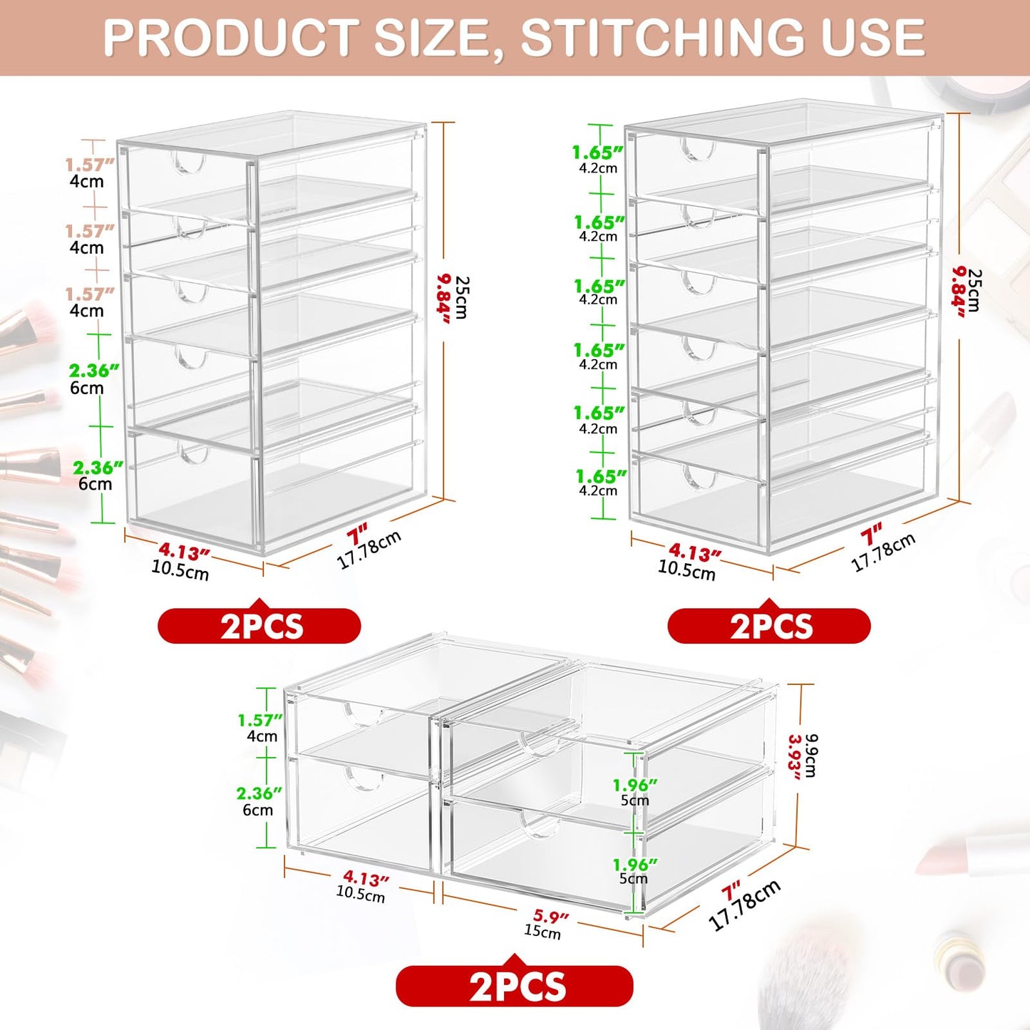 caktraie 30-Drawer Acrylic Storage & Makeup Organizer for Desk