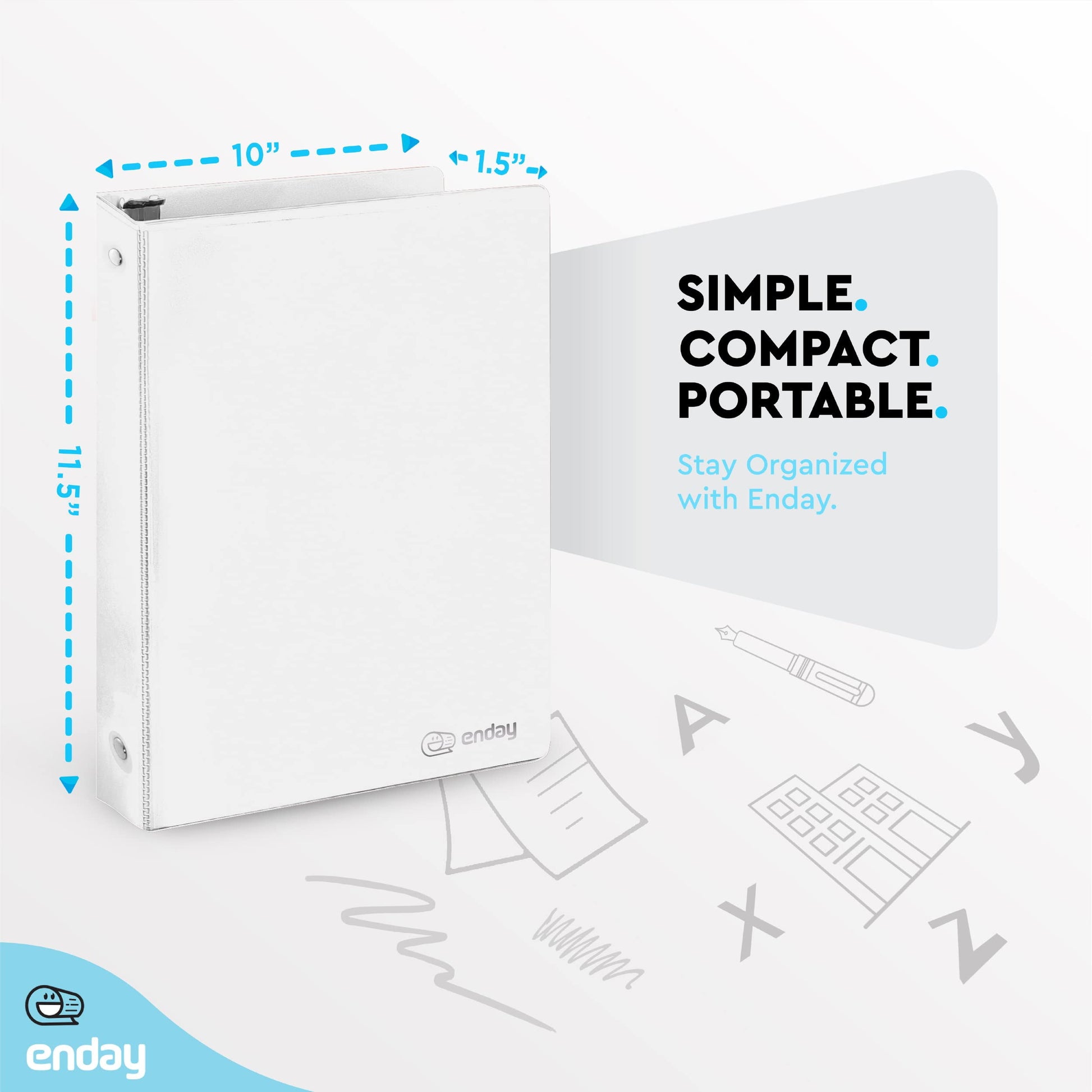 1 Inch 3 Ring Binder 1” Binder White Clear View Cover with 2 Inside Pockets, Colored School