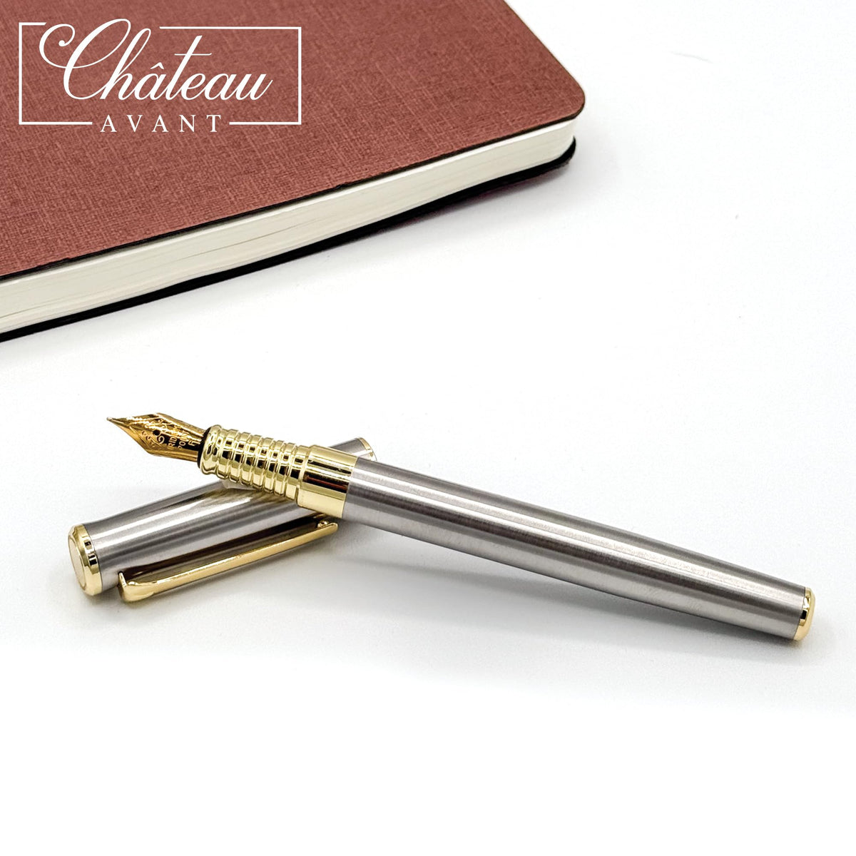 Chateau Avant Signature Calligraphy Fountain Pen Gift Set | Grey | Fine and Calligraphy Nibs, 10