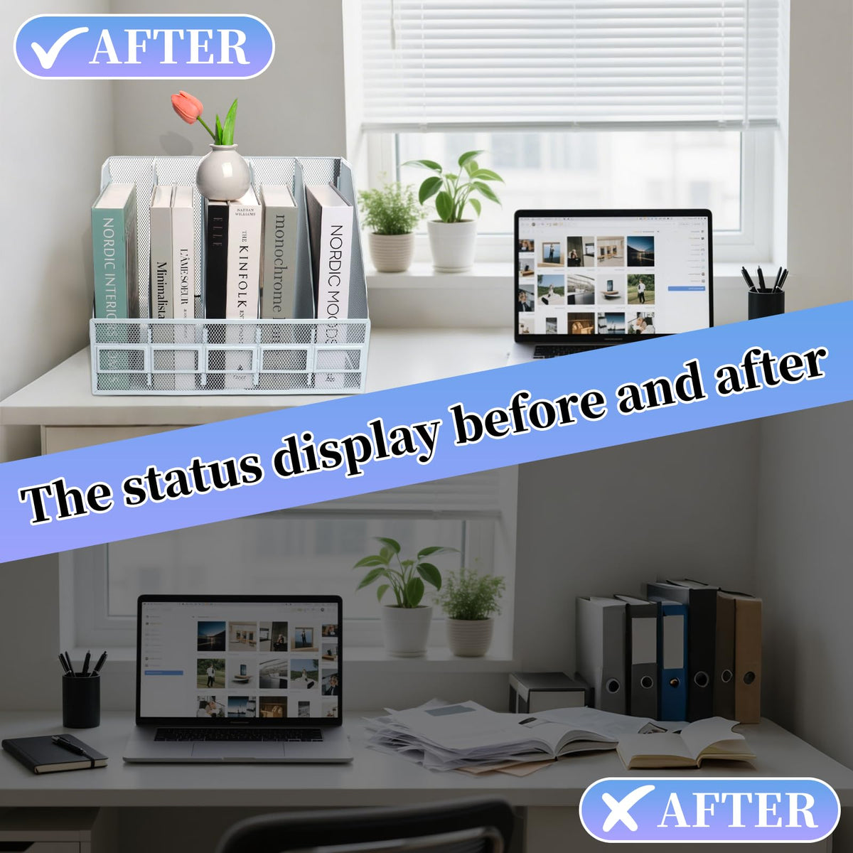 HMXLJJY Mesh Metal A4 Magazine File Holder, Desktop 5 Sections Document Holder Office File Storage
