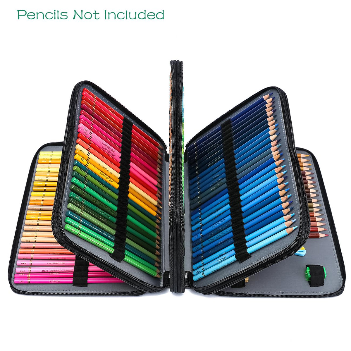 YOUNGCOL 200 Slots Colored Pencil Case - Deluxe PU Leather Pencil Organizer Holder With Zipper