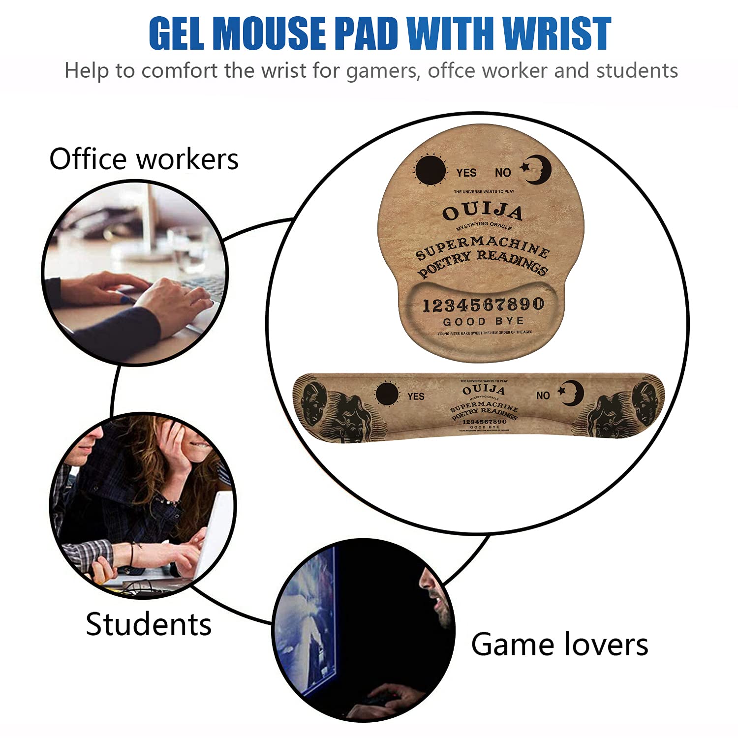 LOWORO Keyboard Wrist Rest and Mouse Pad Wrist Support Set with Coasters, Non-Slip PU Base