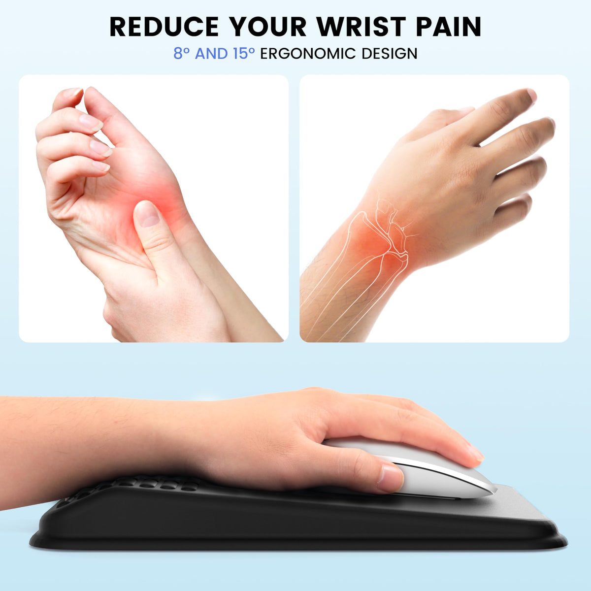 MEKASS Ergonomic Mouse Pad with Wrist Rest, Mouse Pad with Wrist Support for Pain Relief, Memory