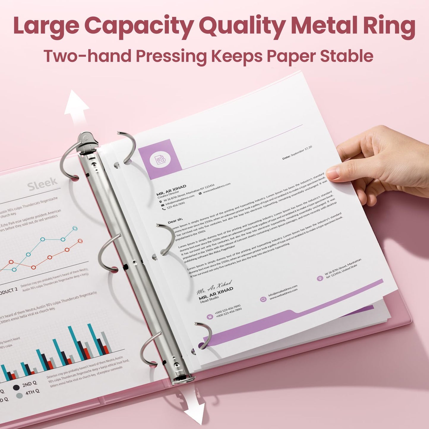 SUNEE 3 Ring Binder 3 Inch 4 Pack, 3" Large Clear View Binders Three Ring PVC-Free (Fit 8.5x11