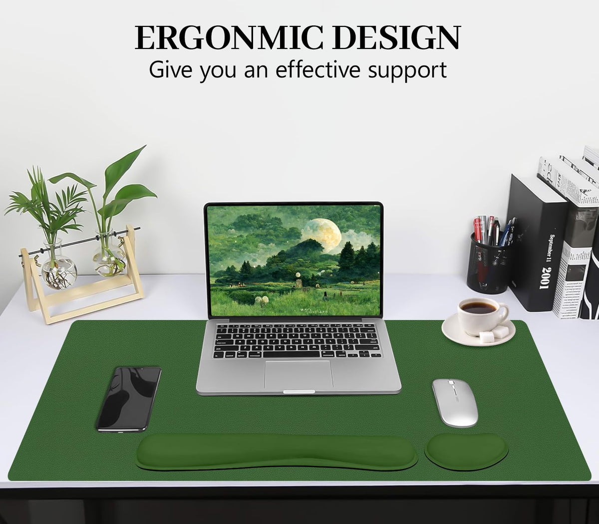 Meetcolor Keyboard and Mouse Pad, 3-in-1 Desk Mat Set Keyboard Wrist Rest
